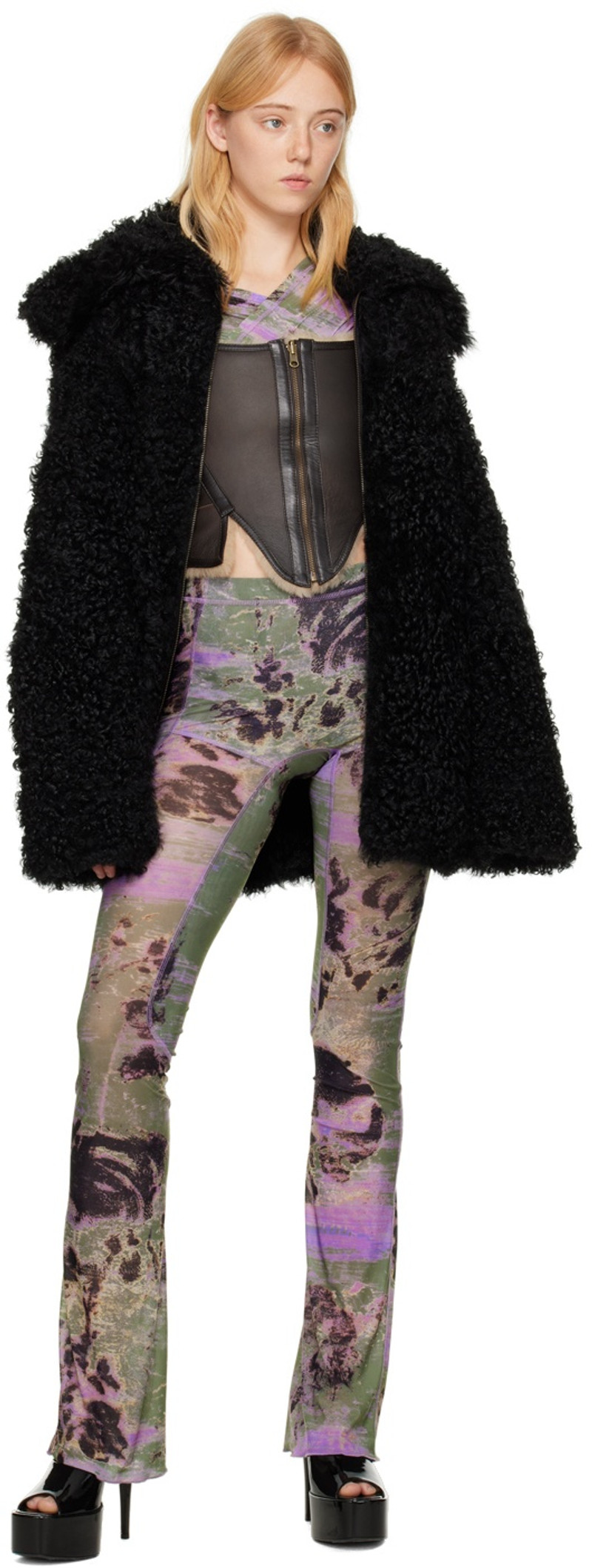 Black Yume Reversible Shearling Coat 4