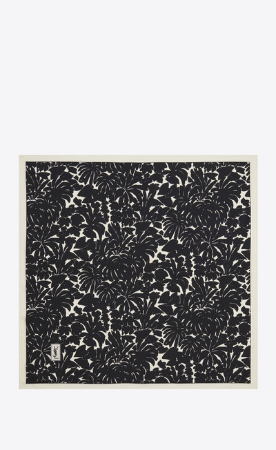 SAINT LAURENT square scarf in leaves print silk twill outlook