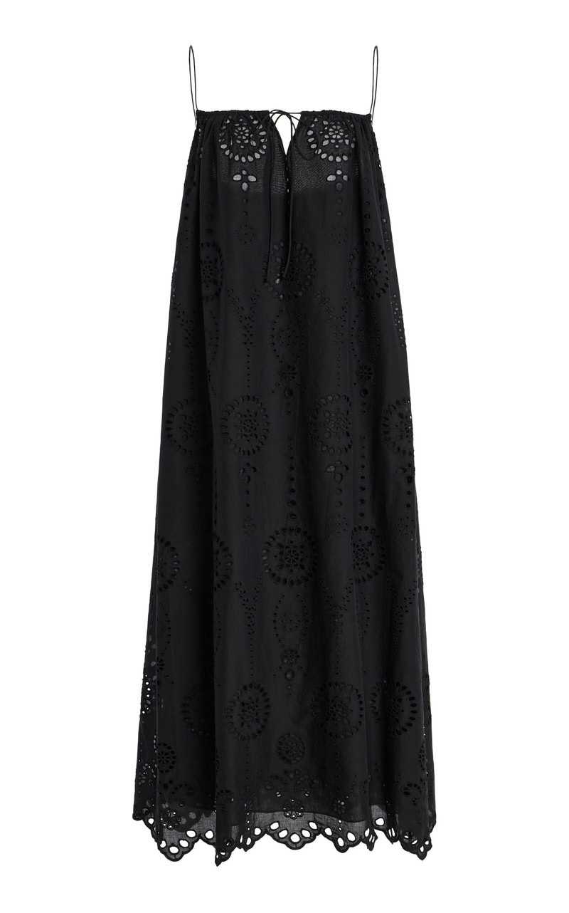 Cotton Broderie Anglaise Midi Dress black 1