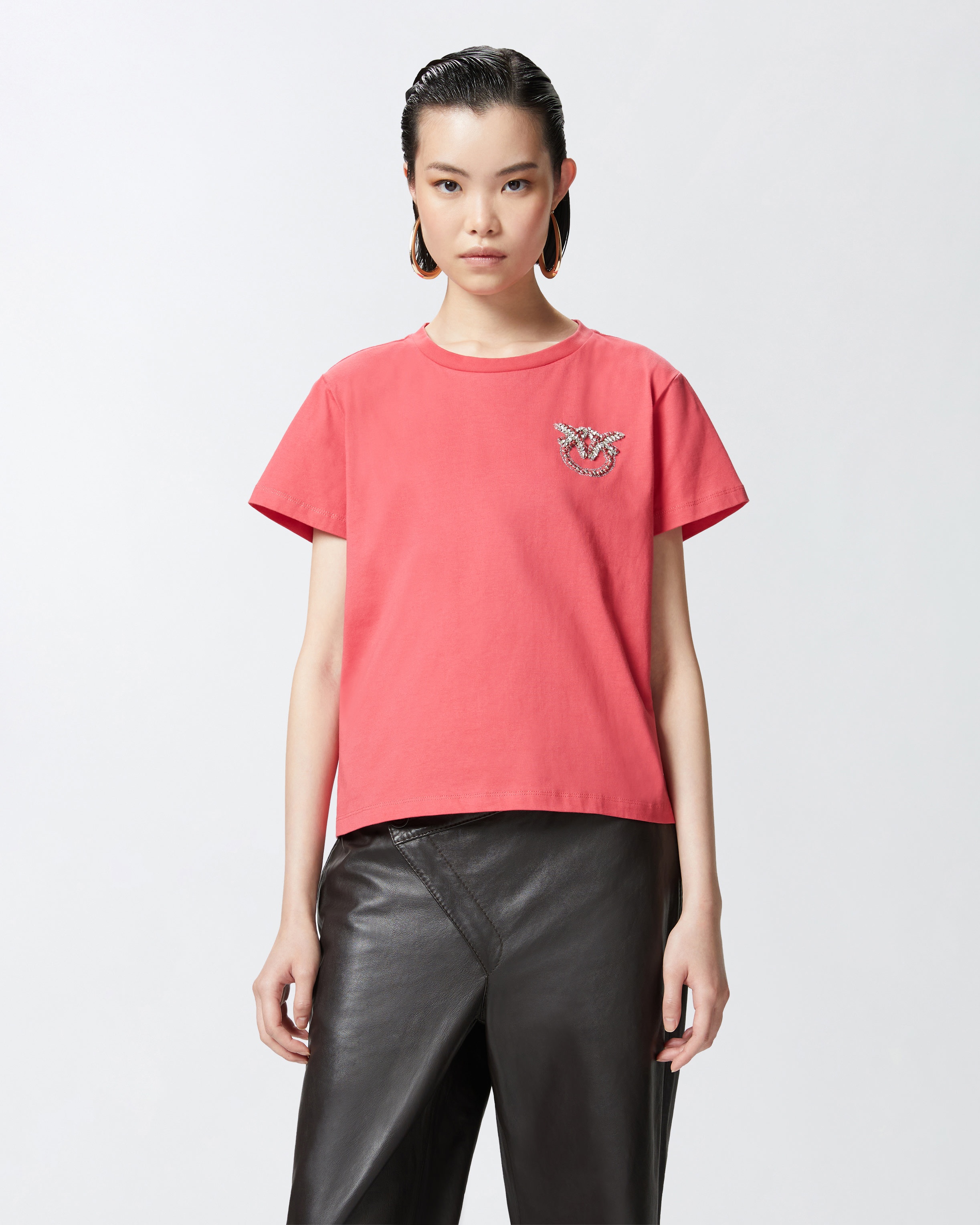 SHORT-SLEEVED T-SHIRT WITH BEJEWELLED LOVE BIRDS EMBROIDERY - 2