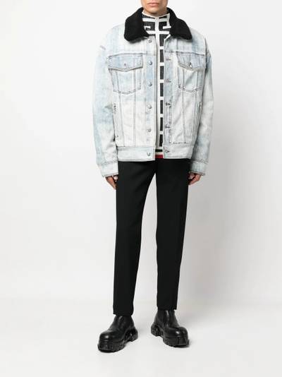 Balmain logo-embroidered denim jacket outlook