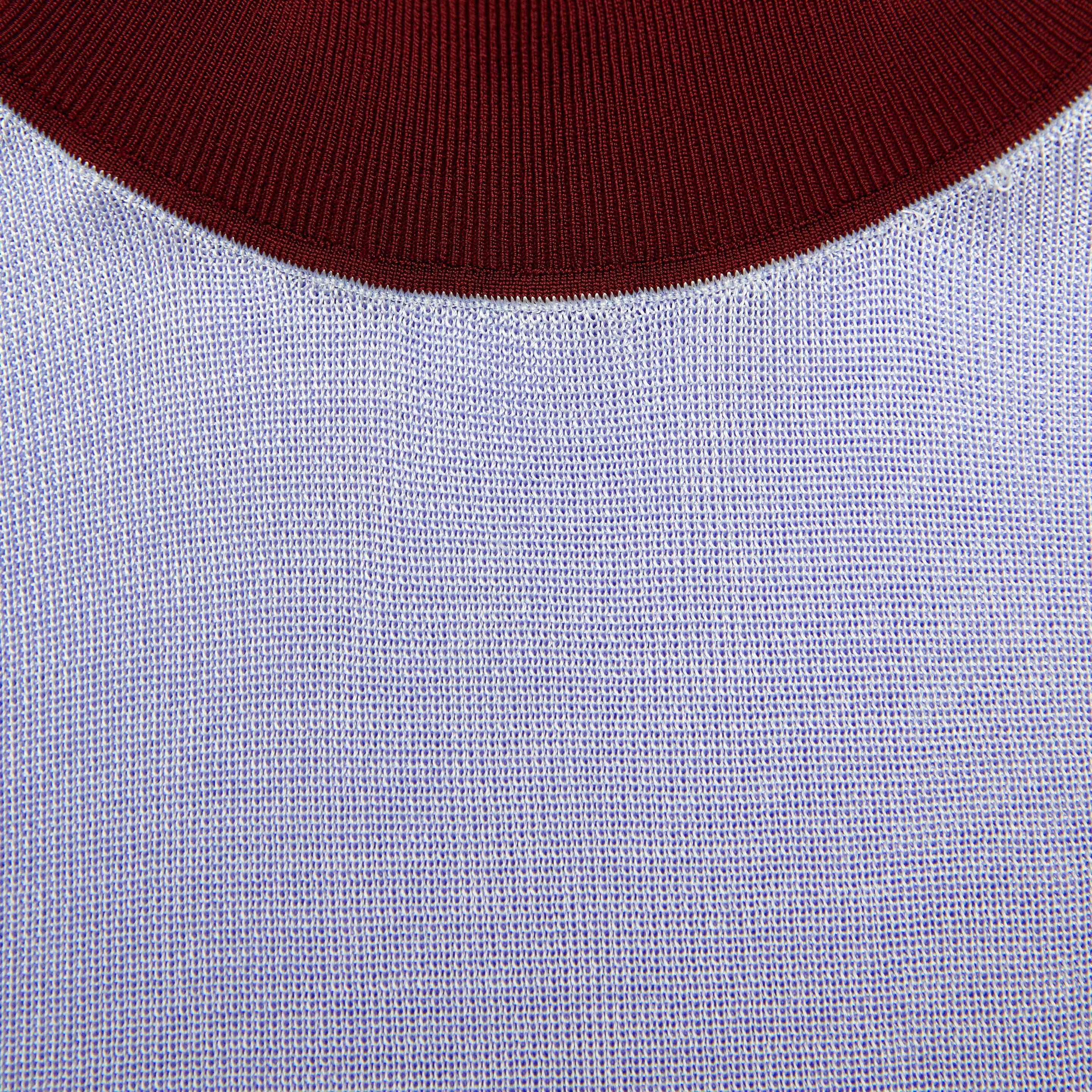 Blue Viscose Knit Short Sleeve Top - 5