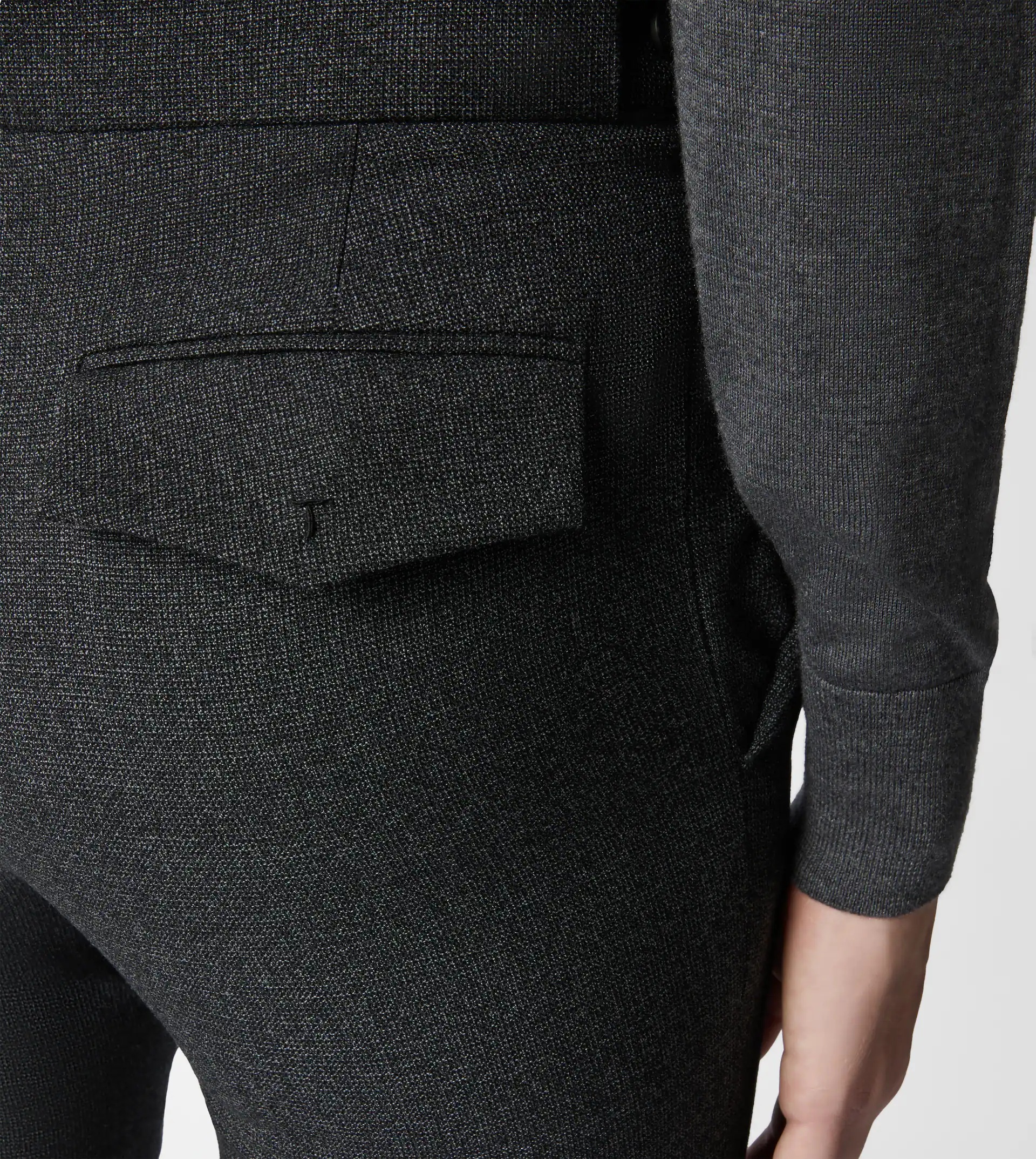 PANTS IN WOOL WITH TURN-UPS - BLACK, GREY - 2