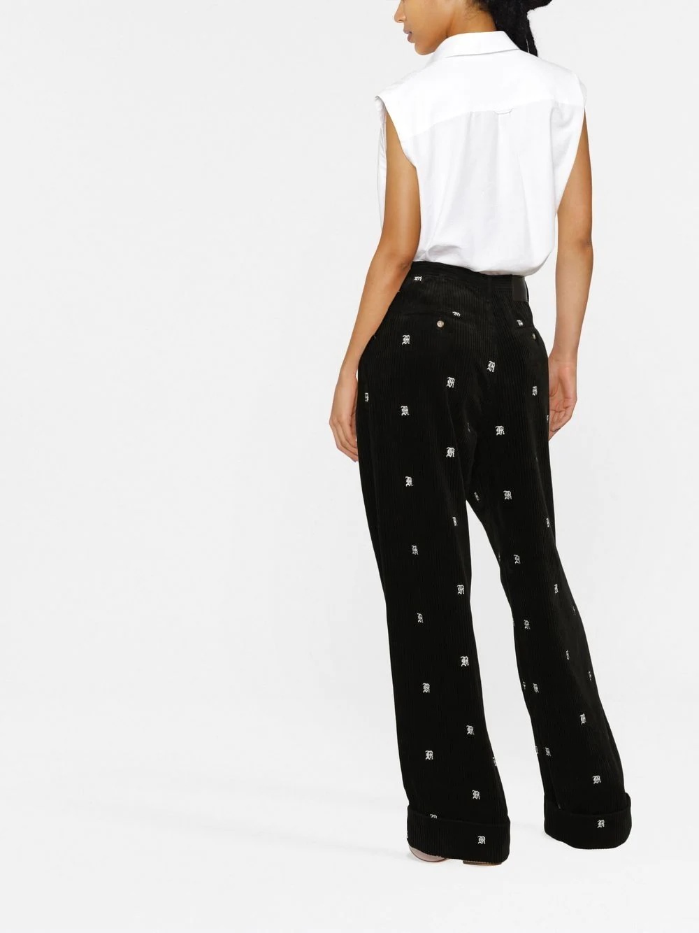 logo-embroidered corduroy trousers - 4