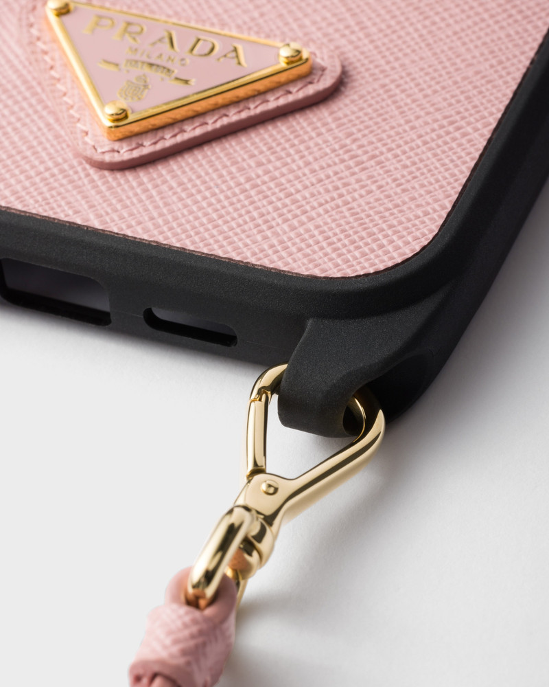 Prada Saffiano leather case for iPhone 16 Pro Max with shoulder strap outlook