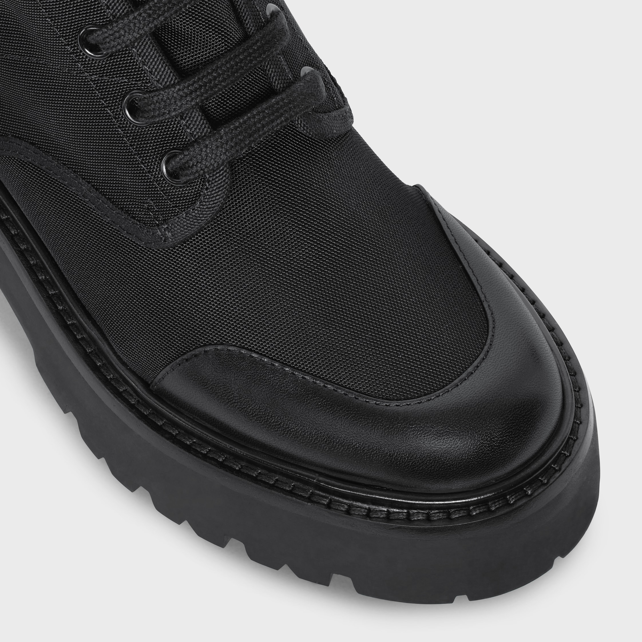 CELINE BULKY LACED UP BOOT in NYLON AND SHINY BULL - 5