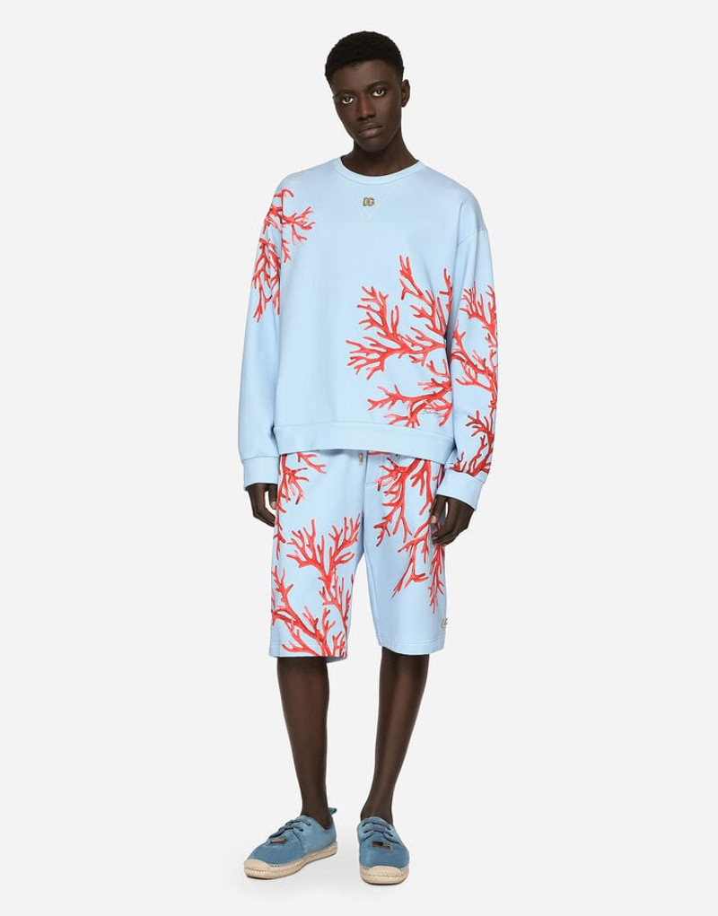 Dolce & Gabbana Jersey jogging shorts with coral print outlook