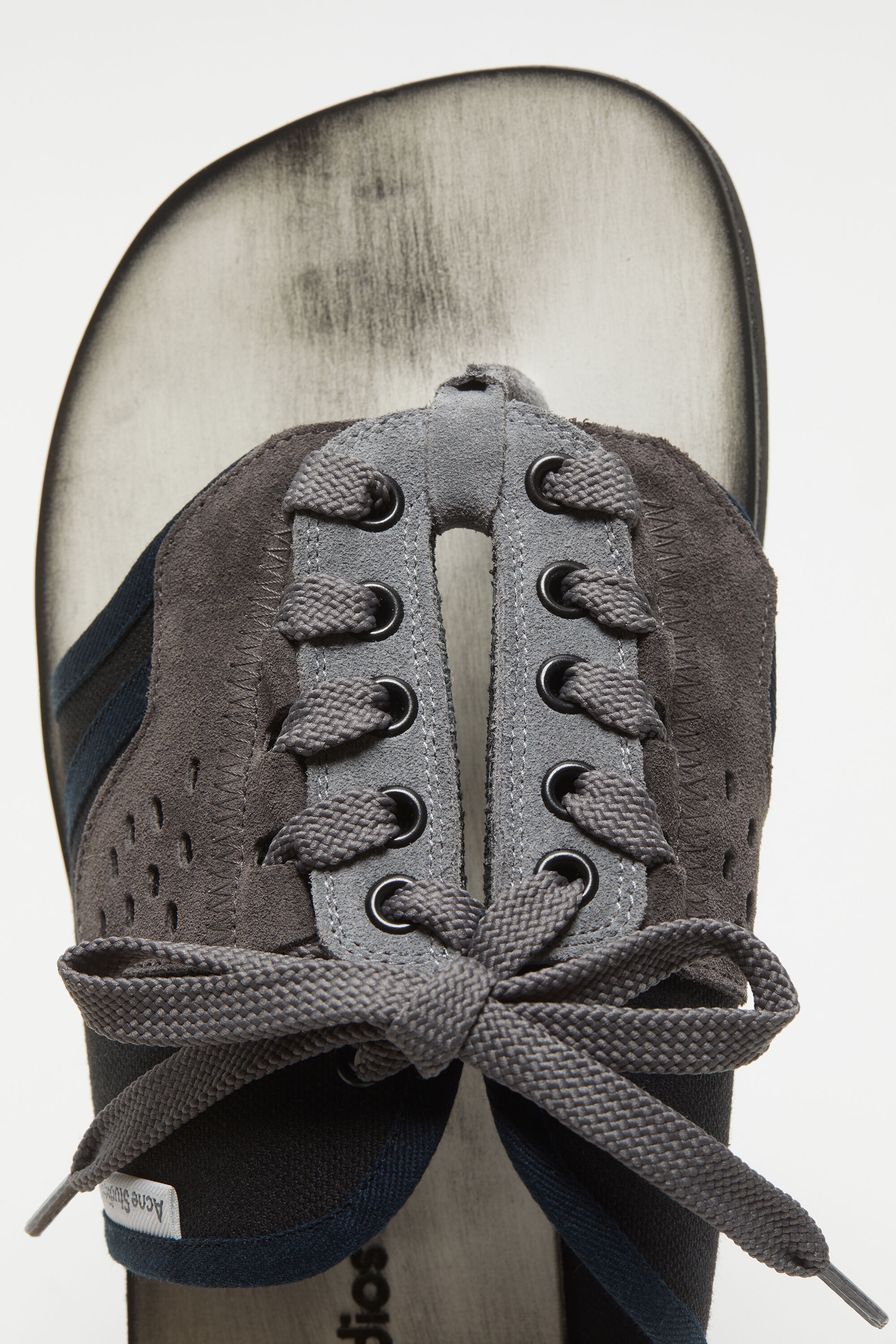 Lace-up leather sandals - Black - 3