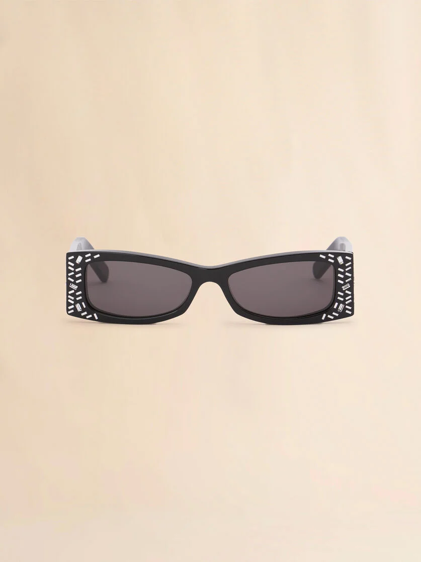 BLACK ACETATE ZOKOA SUNGLASSES WITH RHINESTONES - 1
