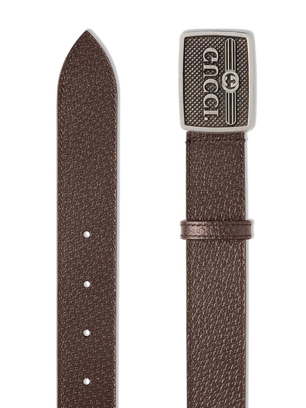 Leather belt with Gucci logo buckle - 2