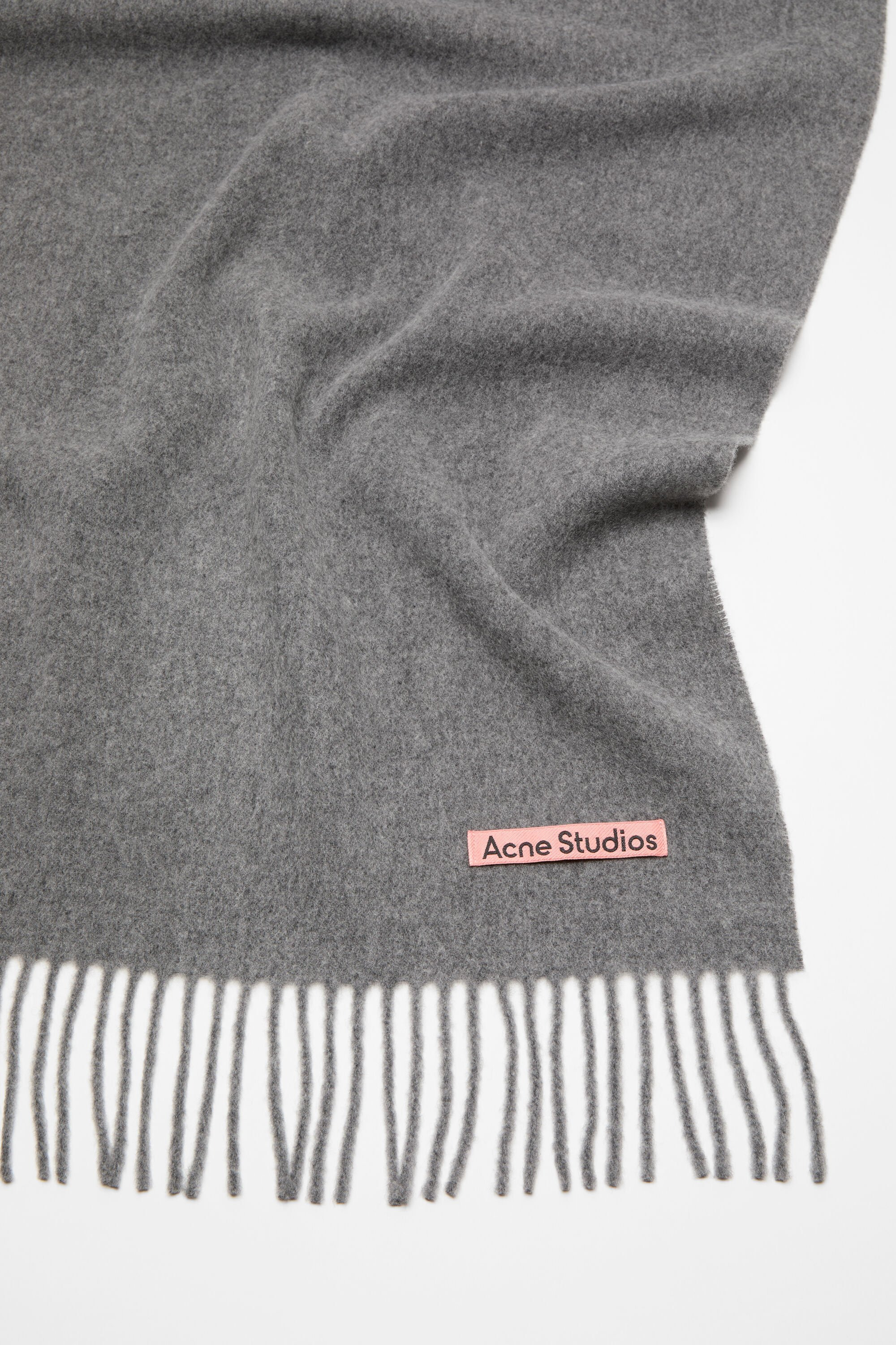 Fringe wool scarf - oversized - Grey Melange - 4