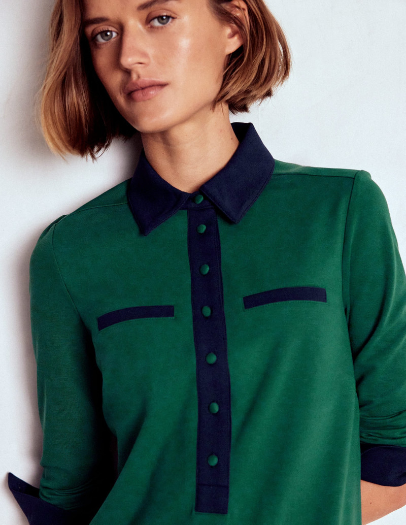 Georgina Ponte Dress-Green and Navy 3