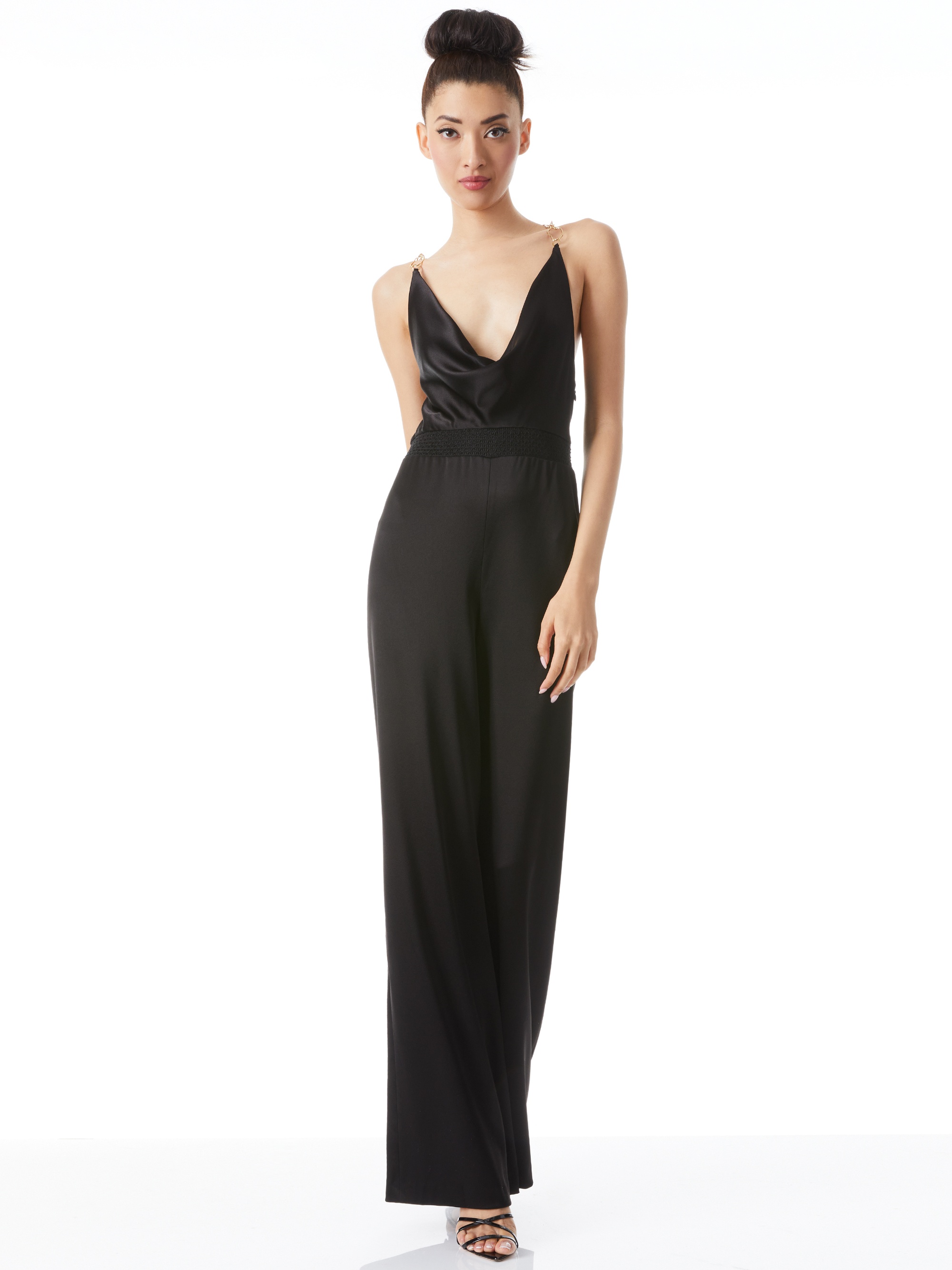RISKA COWL NECK CHAIN STRAP JUMPSUIT - 3