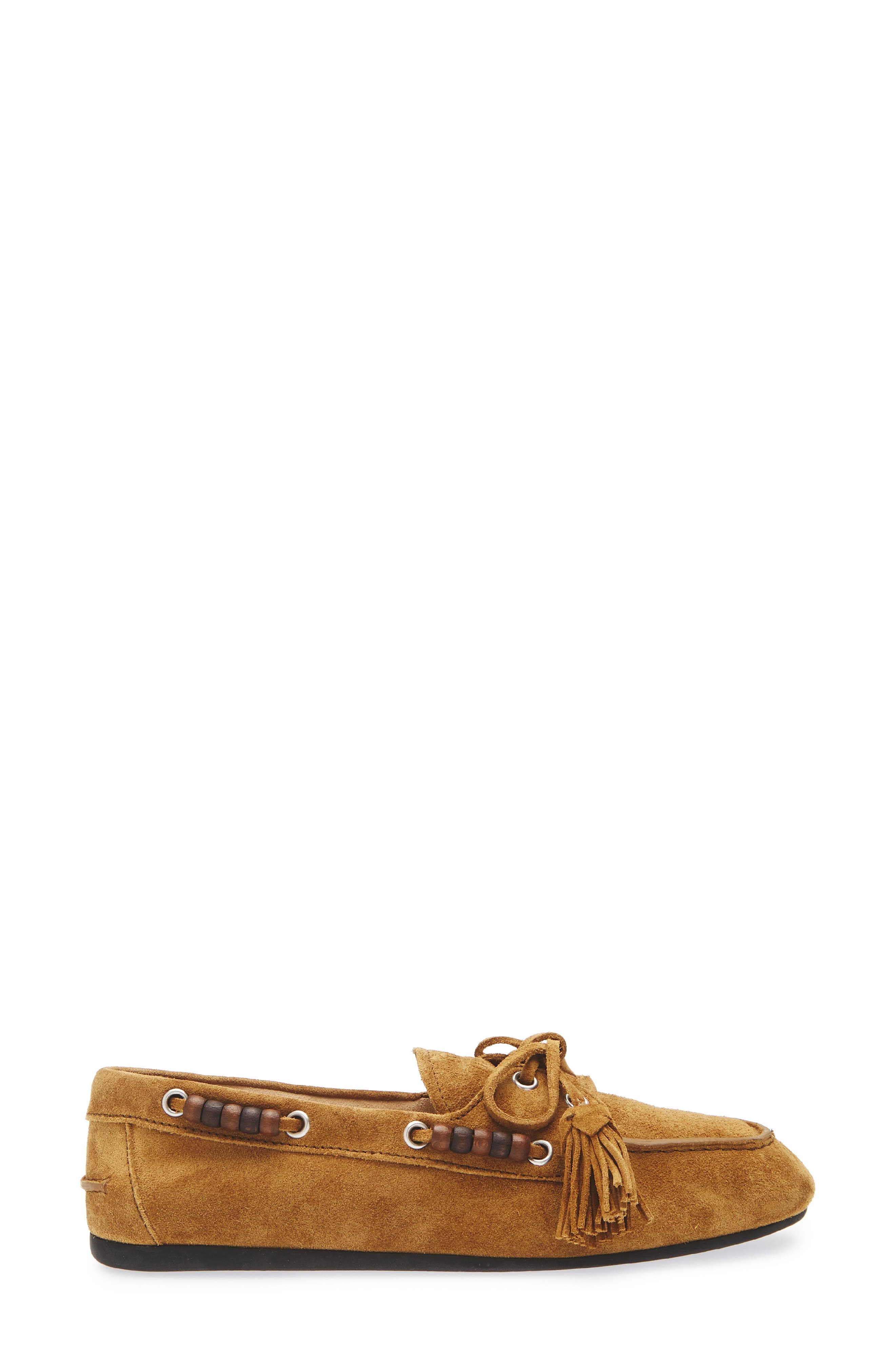 Miu Miu Suede Tassel Boatshoe in Oliva at Nordstrom - 3