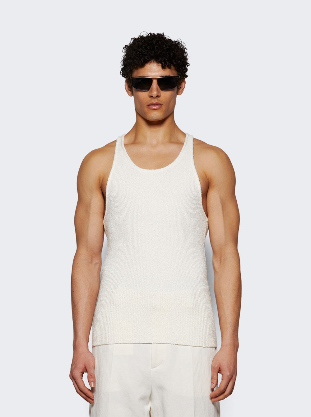 Boucle Ribbed Vest Top White - 2