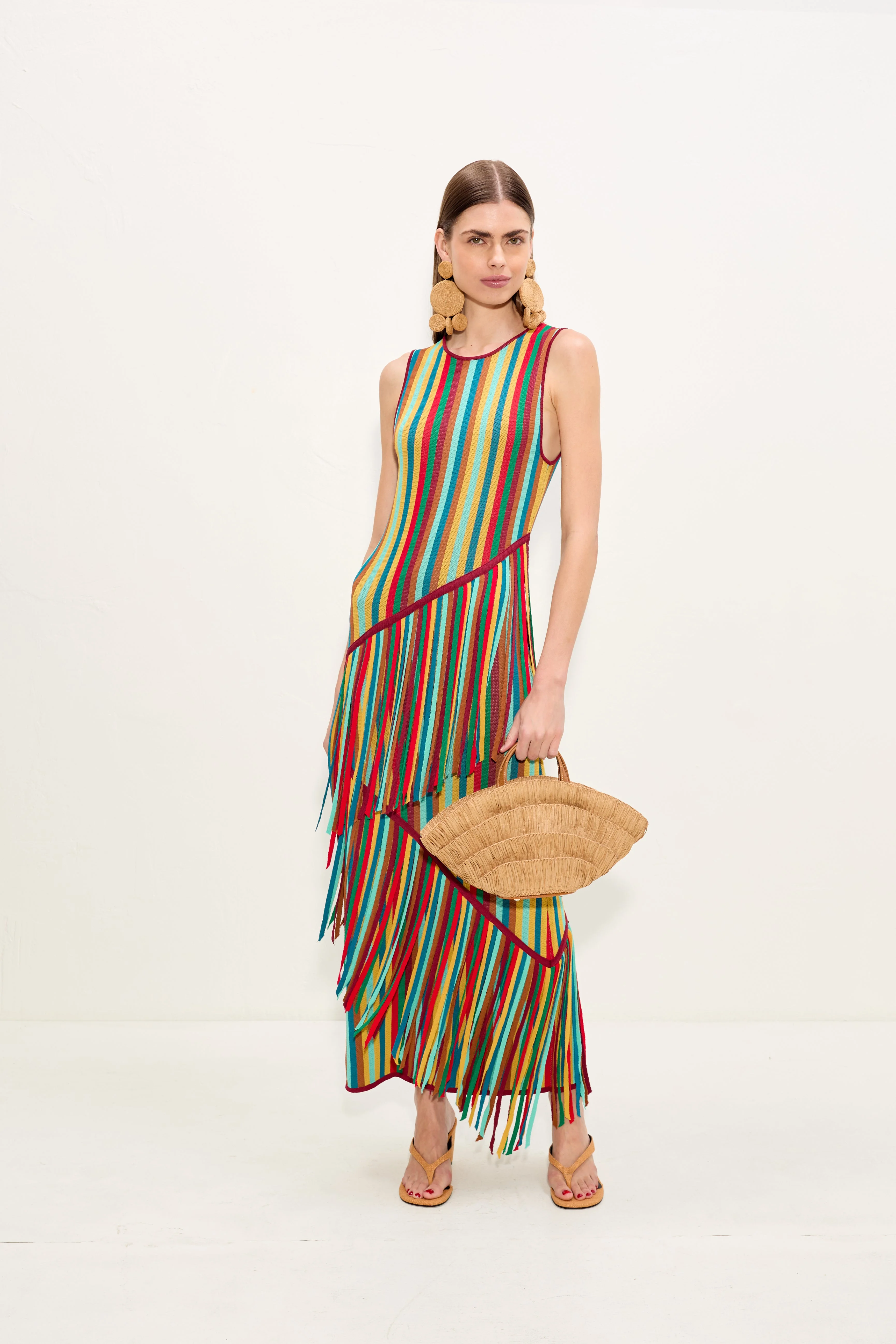 Spiral Knit Dress In Vibrant Multi Stripe - 1