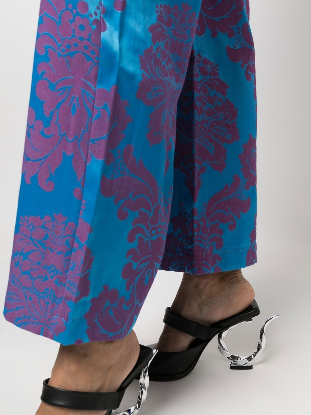 floral print wide-leg cropped trousers - 5
