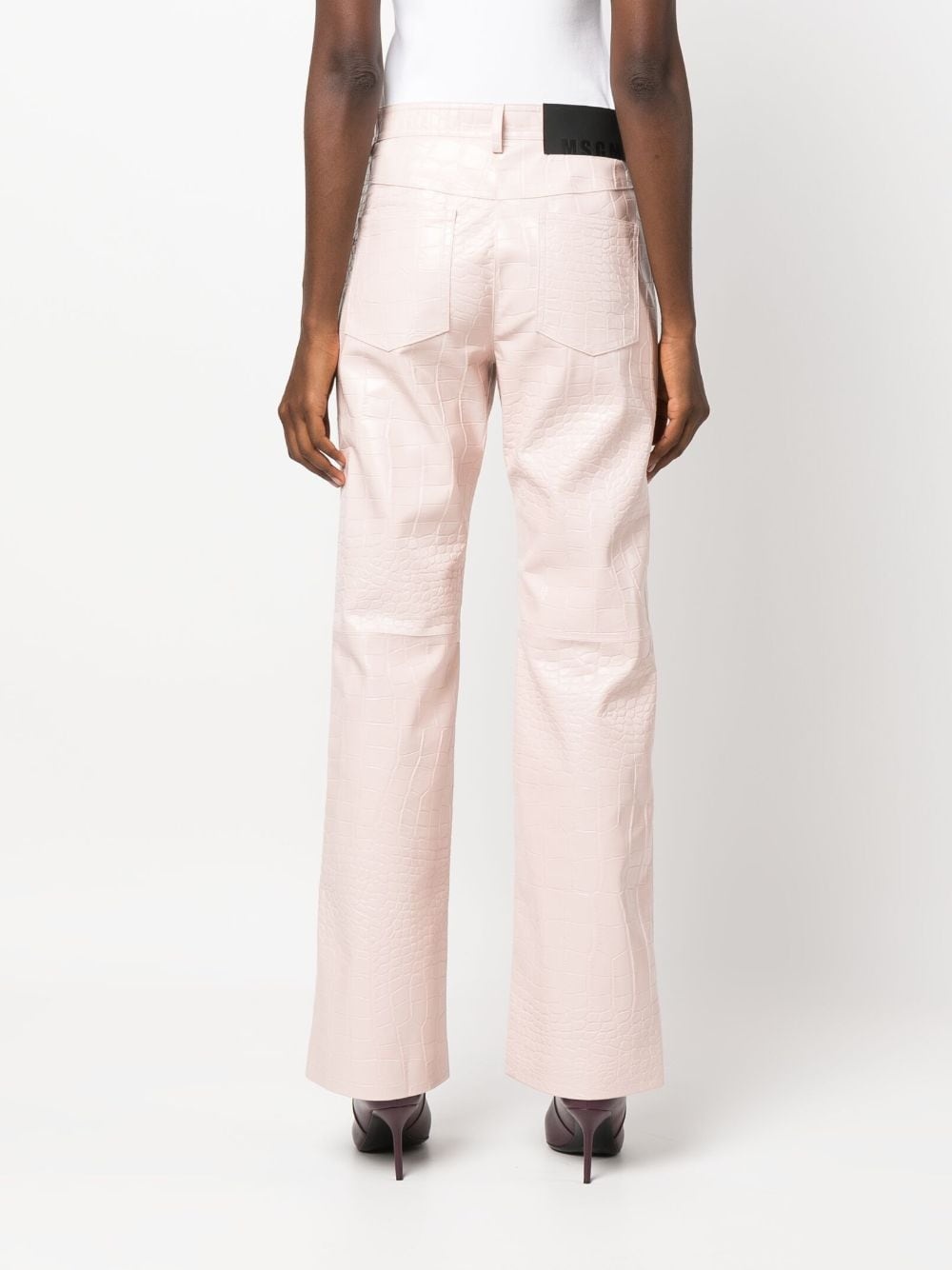 embossed-crocodile flared trousers - 4