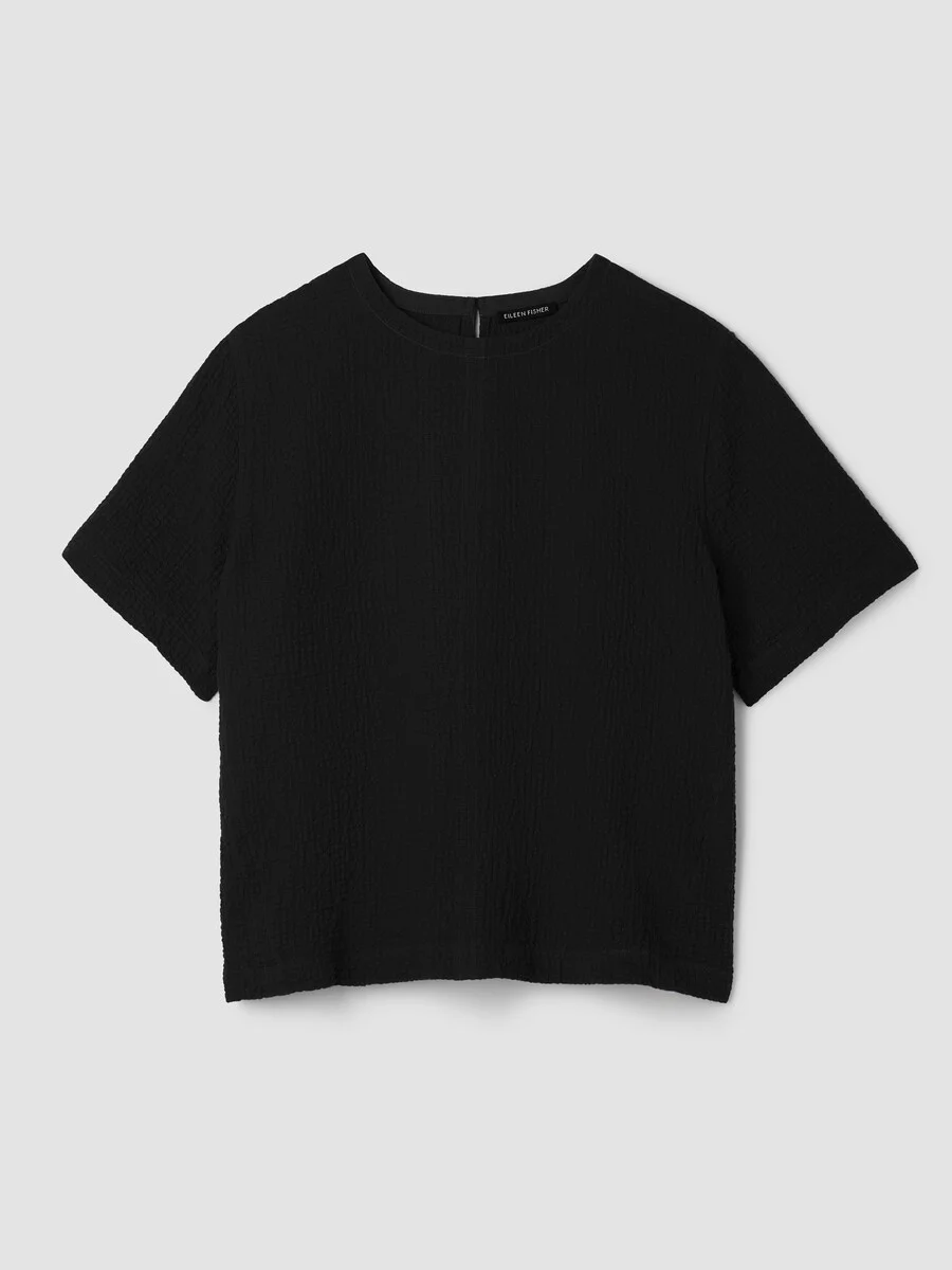 Organic Cotton Doubleweave Round Neck Top - 1