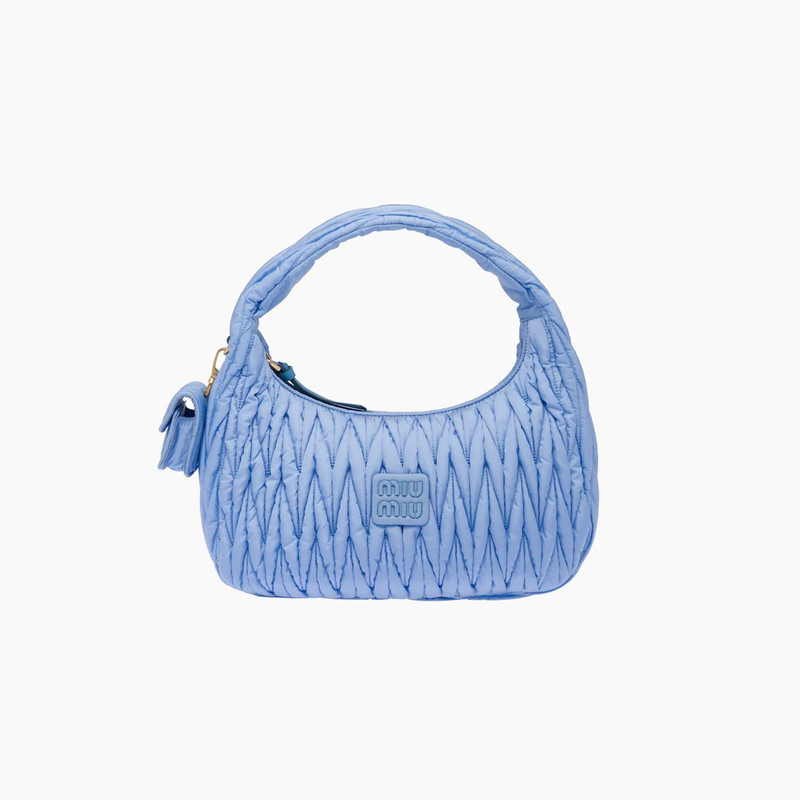 Miu Wander matelassé regenerated nylon hobo bag 1
