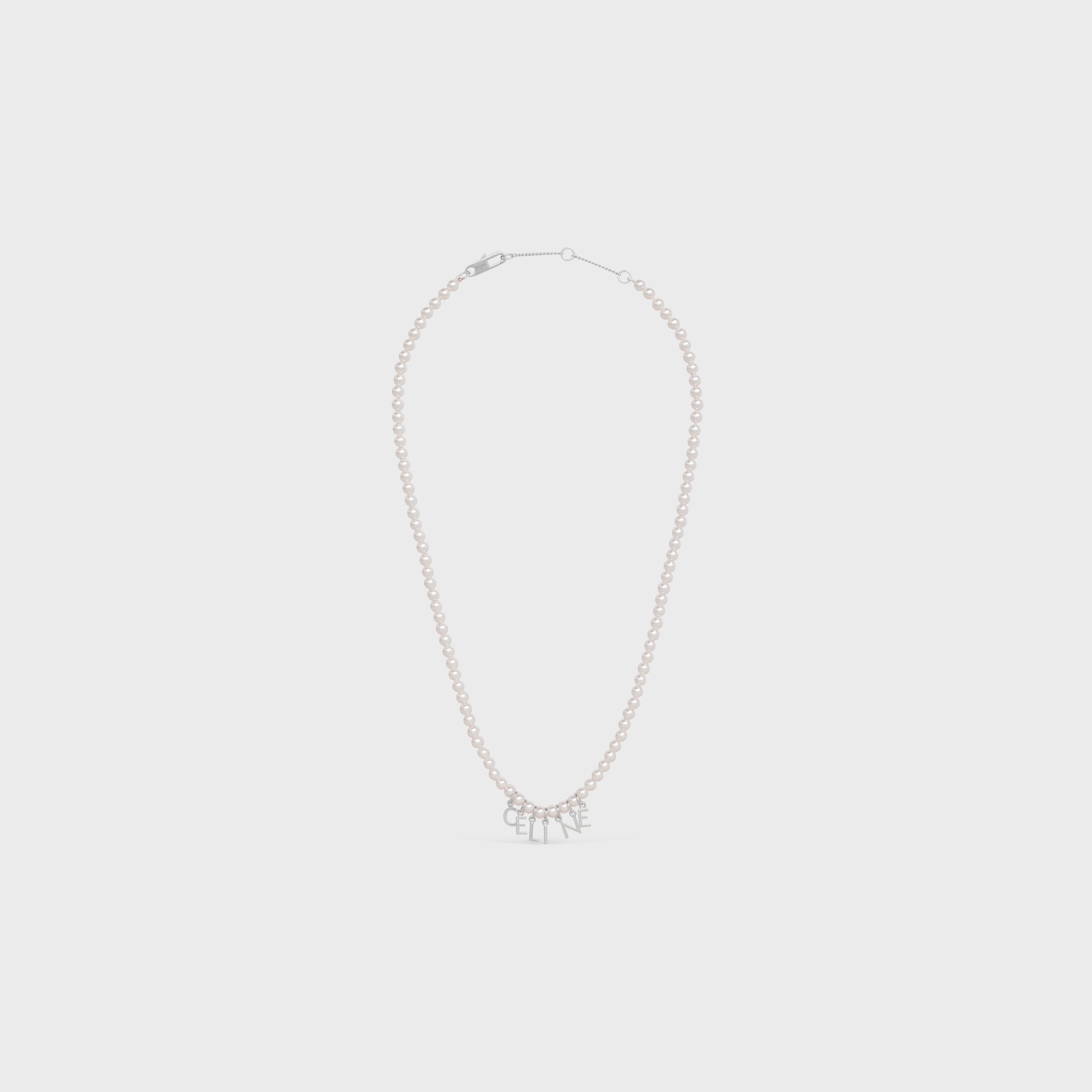 Celine Monochroms Necklace in Glass Pearls and Brass with Rhodium Finish - 1