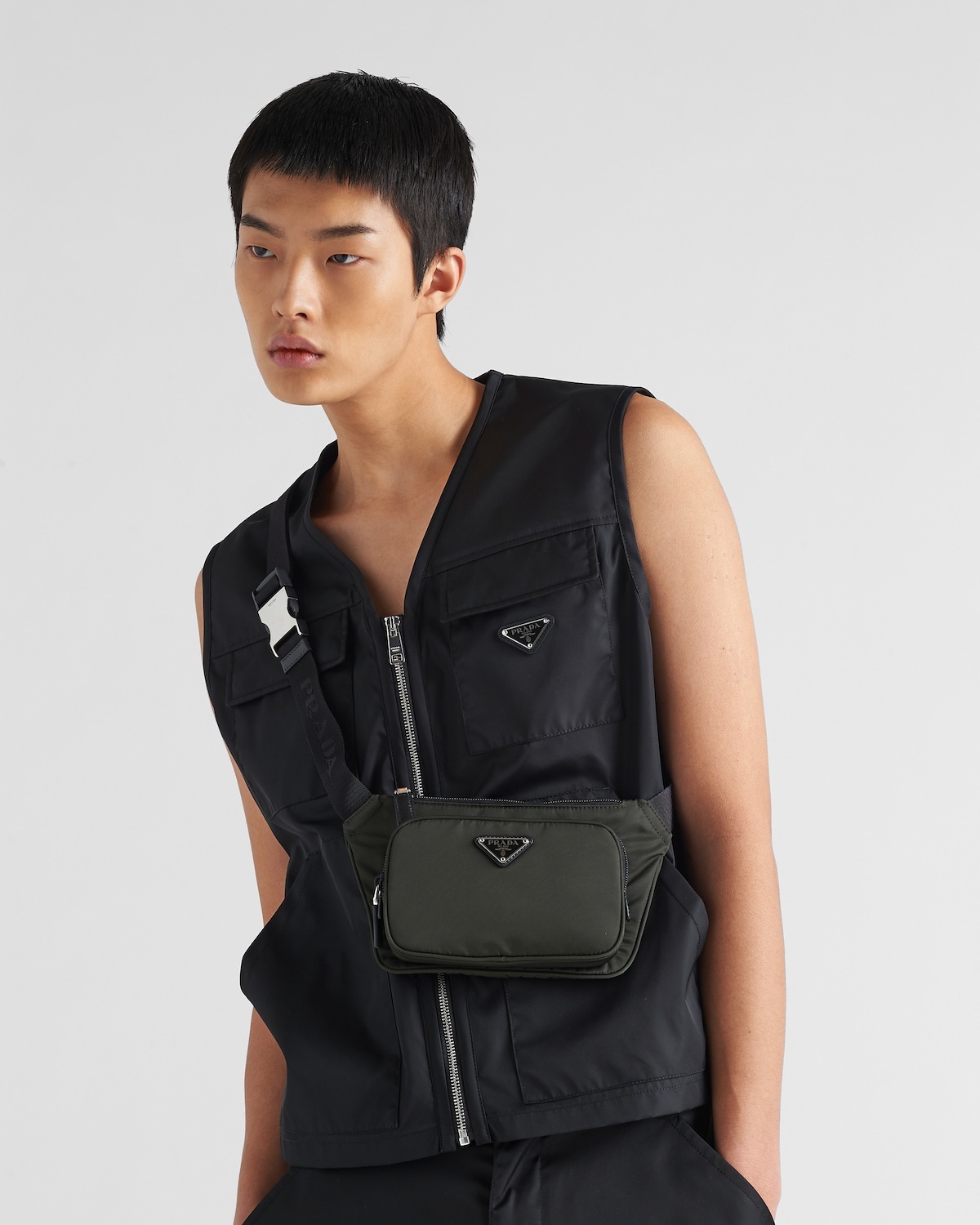 Re-Nylon and Saffiano leather shoulder bag - 2