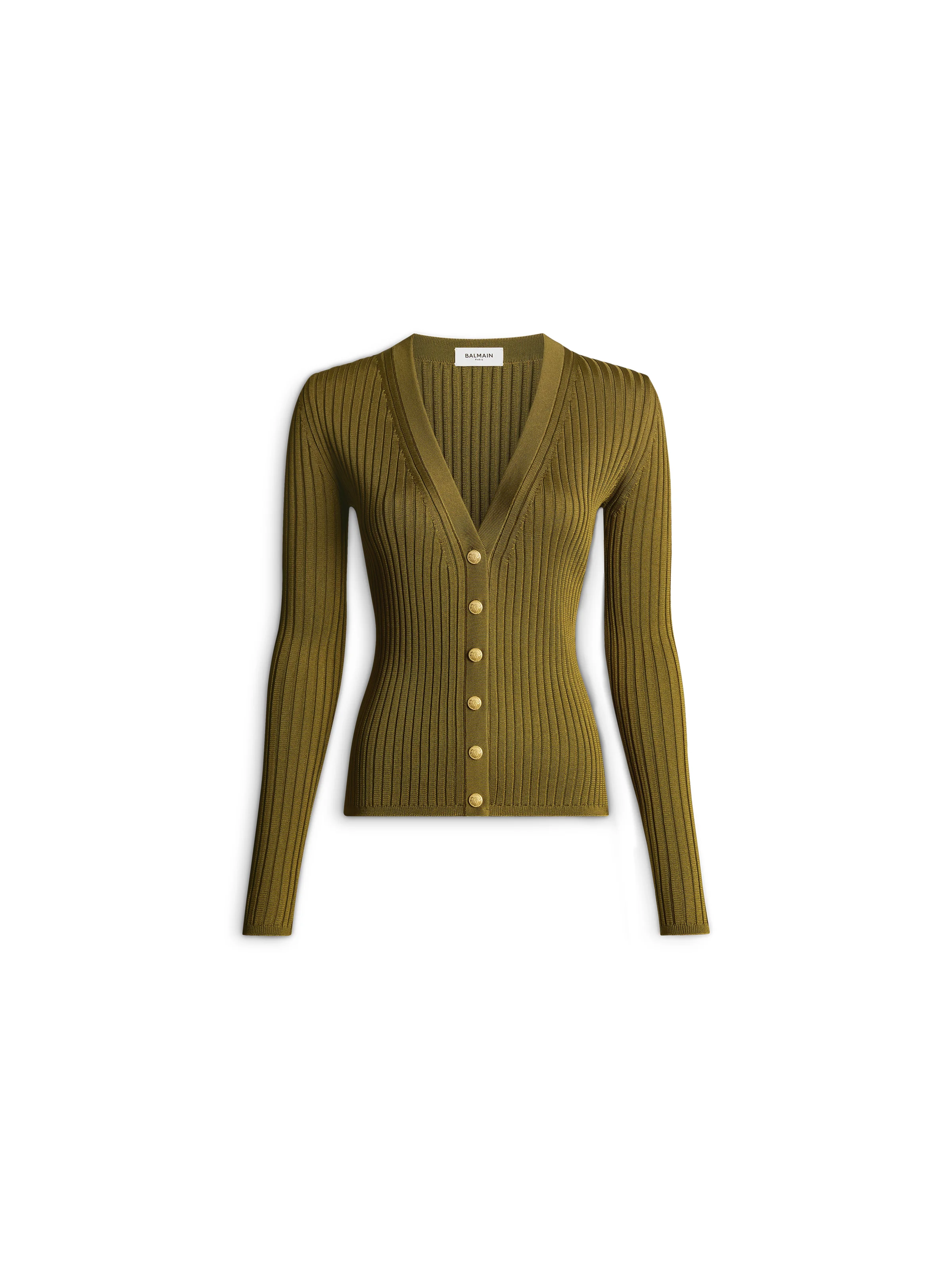 Buttoned ribbed knit cardigan - 1
