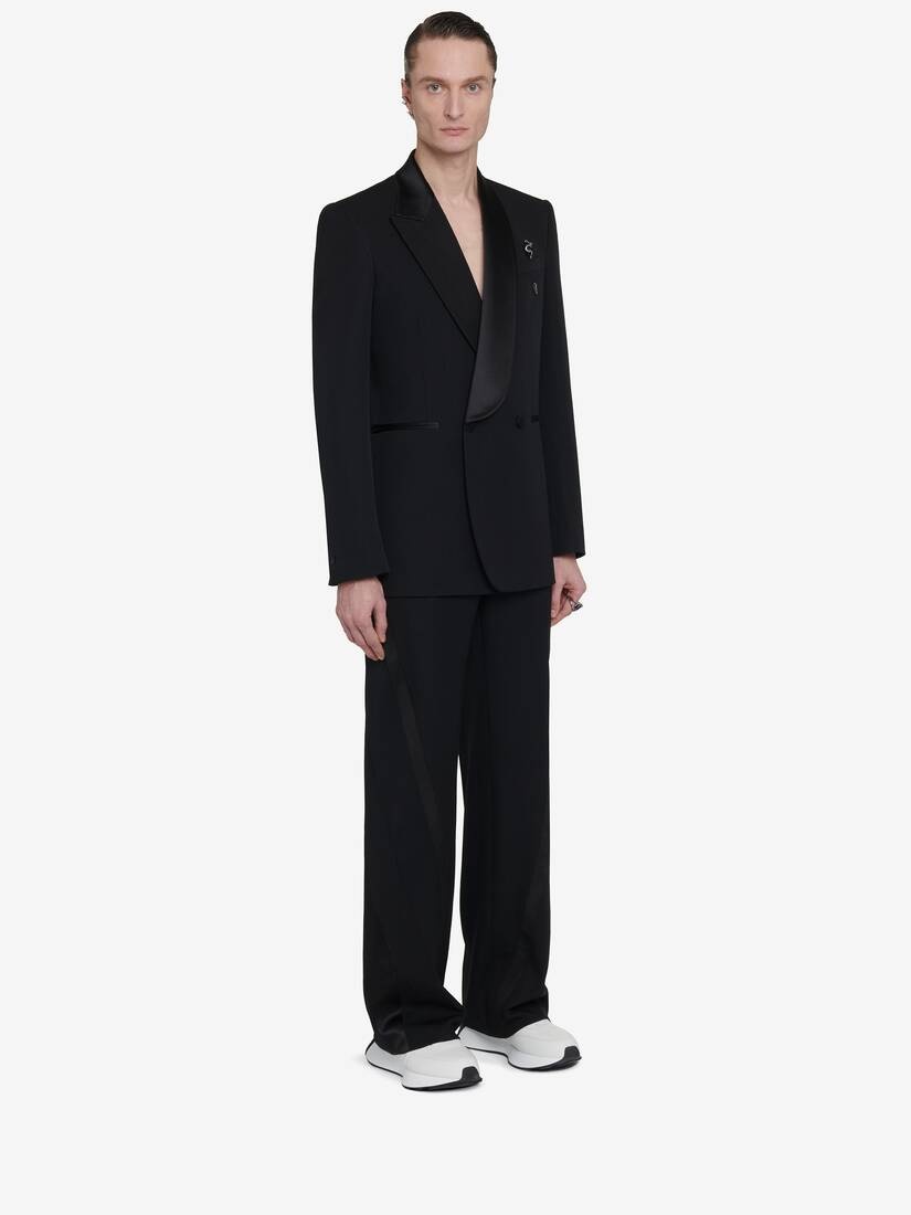 Men's Half Shawl Collar Tuxedo Jacket in Black - 4