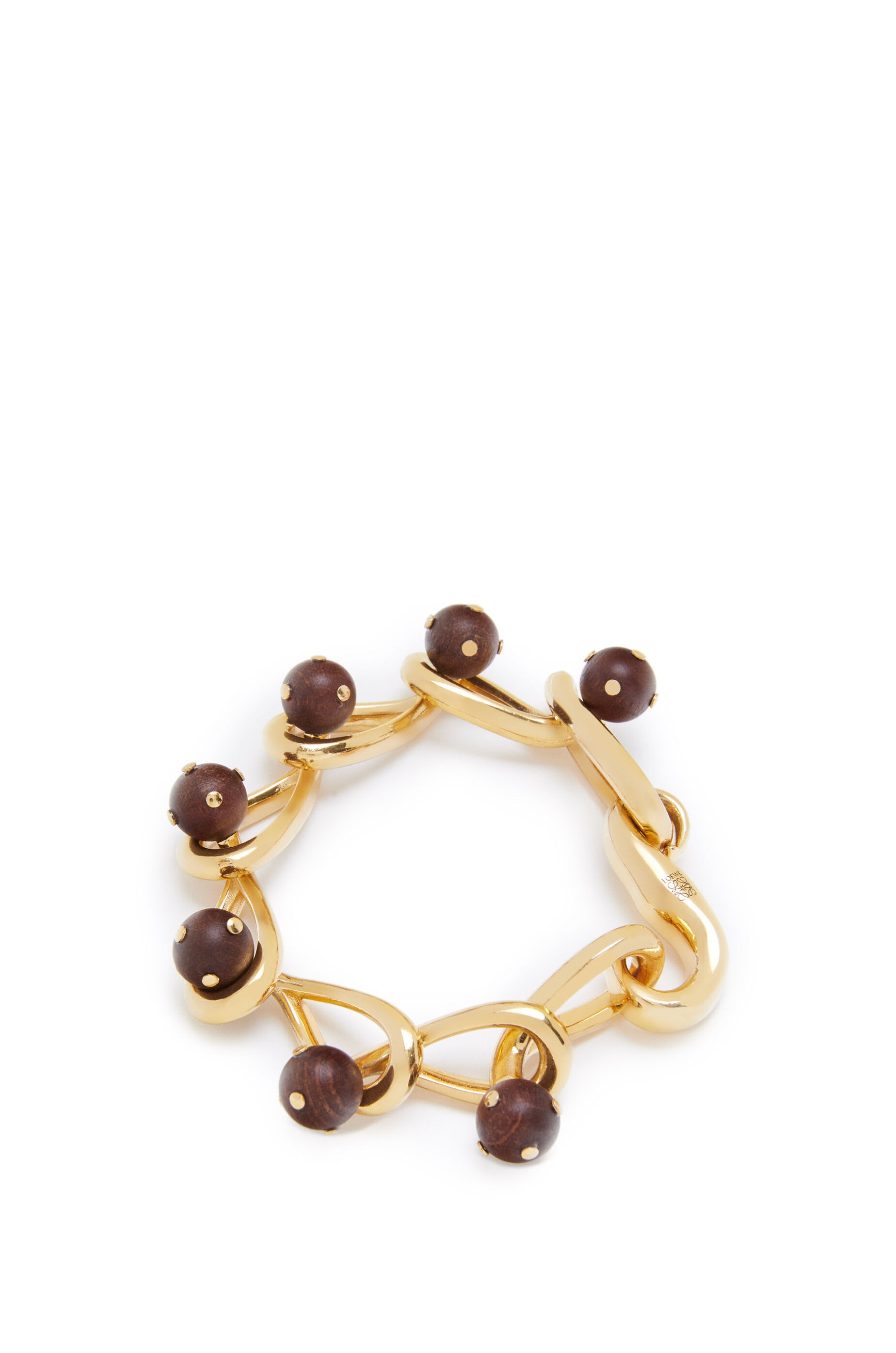 Drop chain bracelet in metal and wood - 3