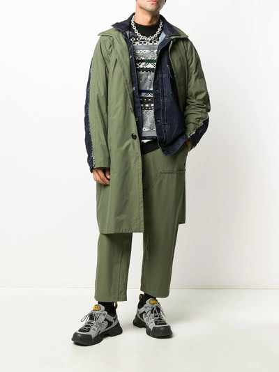 sacai mixed-panels oversized coat outlook