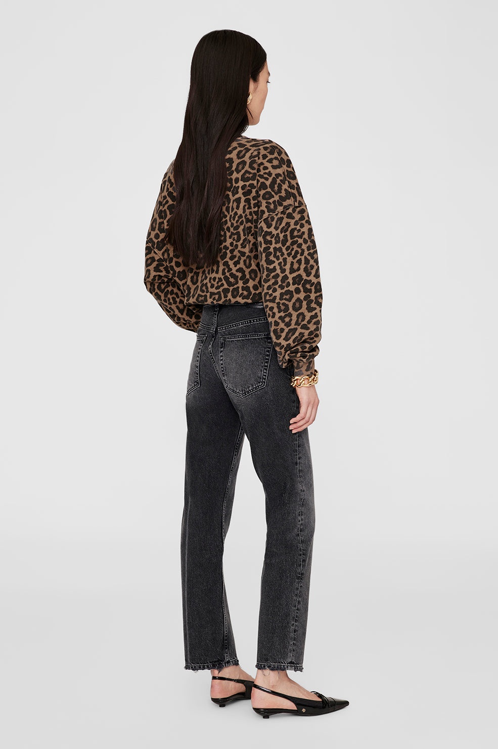 Miles Sweatshirt - Black And Brown Leopard - 3