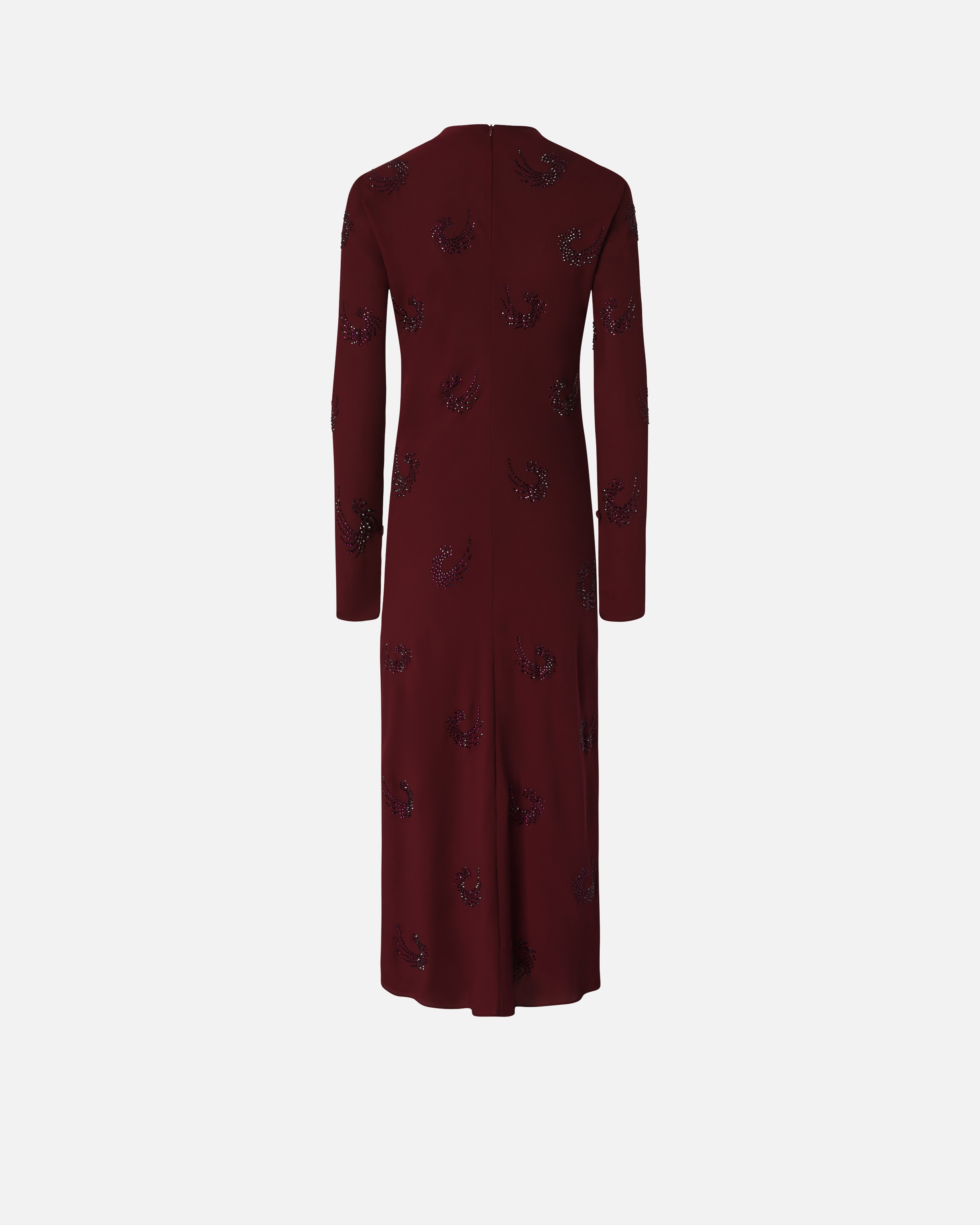 LONG HIGH-NECK DRESS WITH RHINESTONE SWIRLS - 6