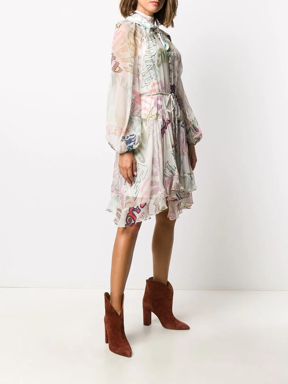 abstract letter print floaty dress - 3