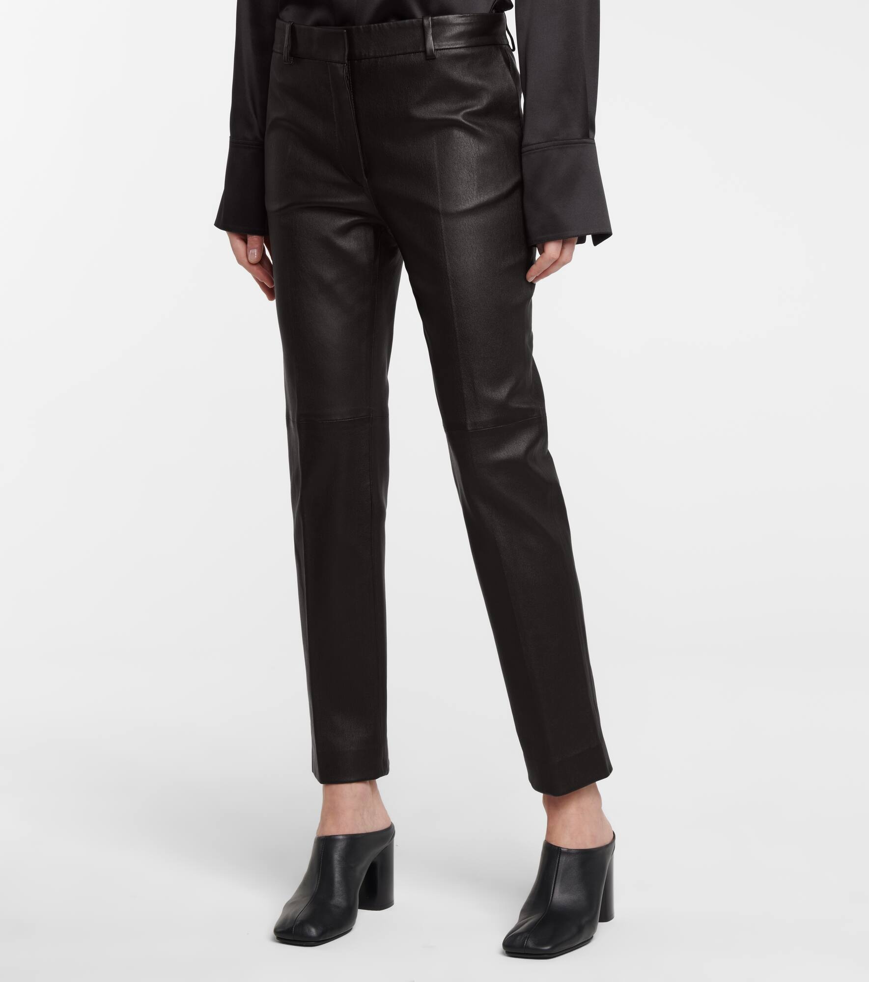 Coleman mid-rise leather pants - 4