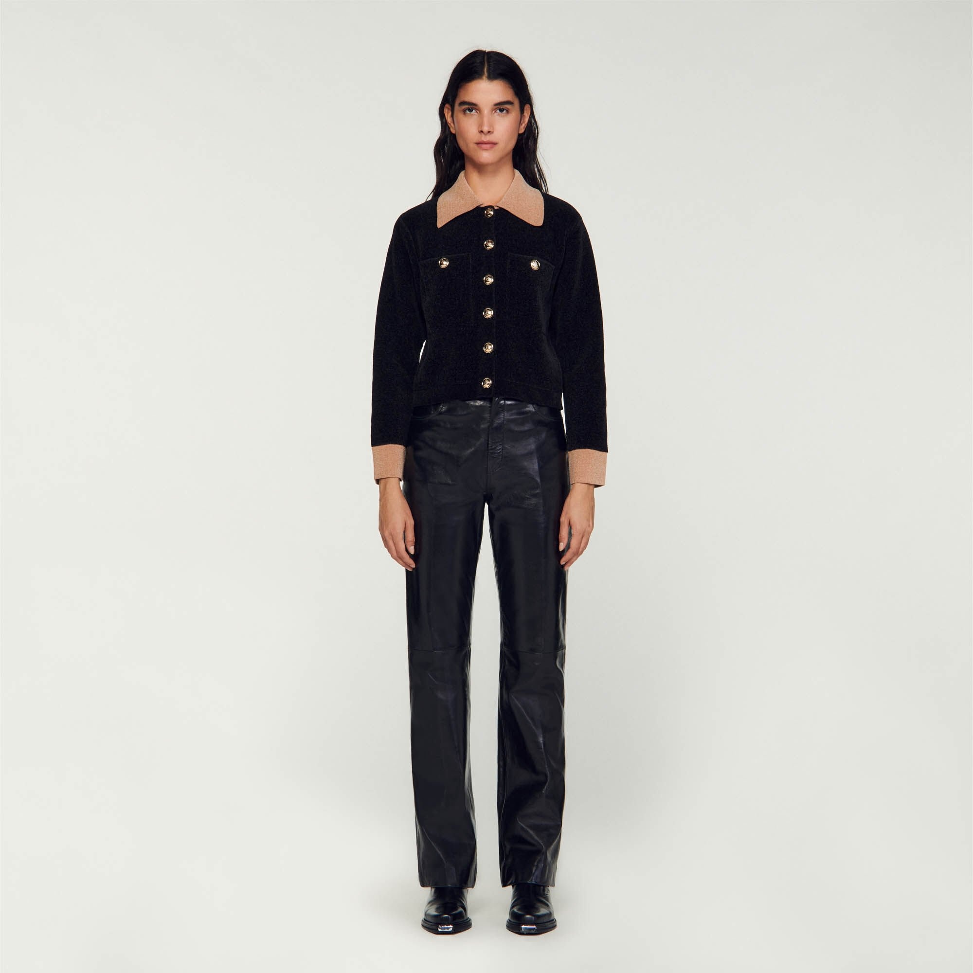 CROPPED VELOUR KNIT COATIGAN - 3