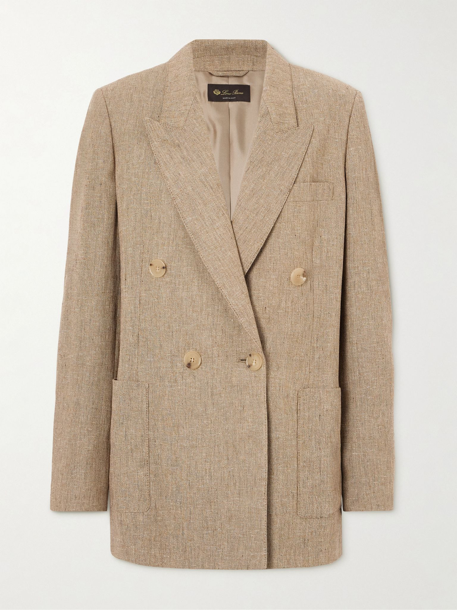 Double-breasted linen blazer Brown - 1