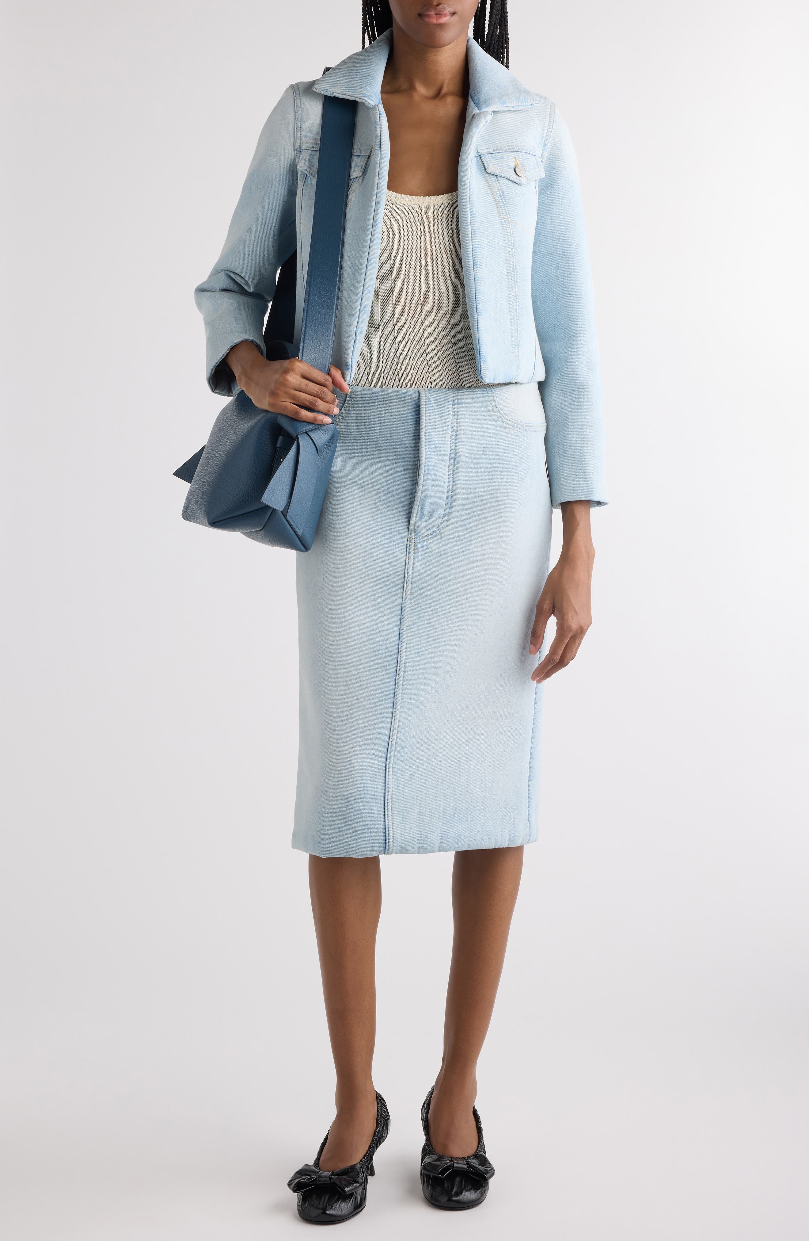 Acne Studios Osky Padded Denim Crop Jacket in Light Blue at Nordstrom - 2