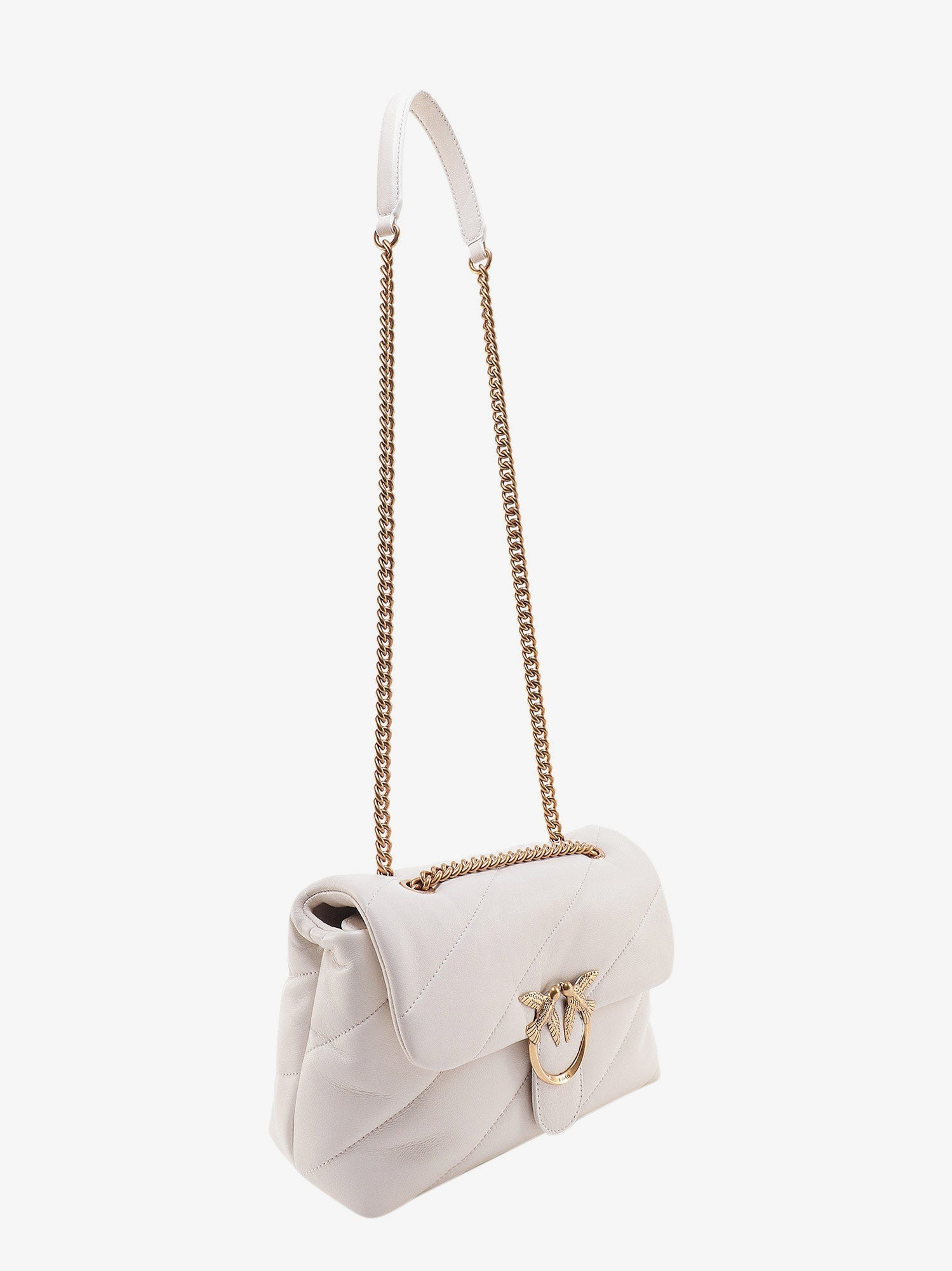 Pinko Matelassã© Leather Shoulder Bag With Iconic Love Birds Buckle - 3