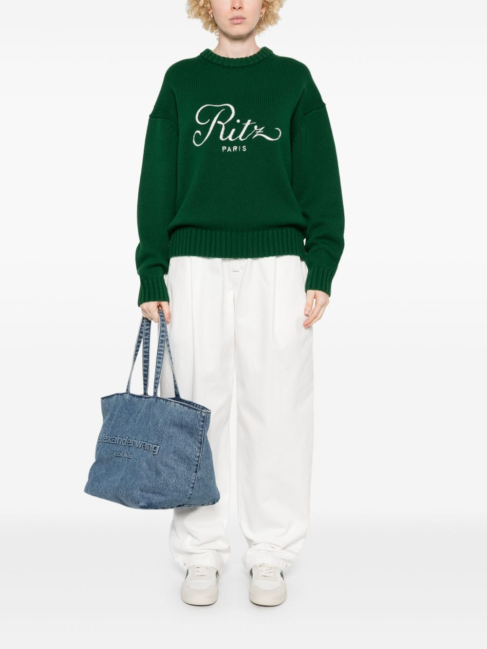 embroidered-logo sweater - 3