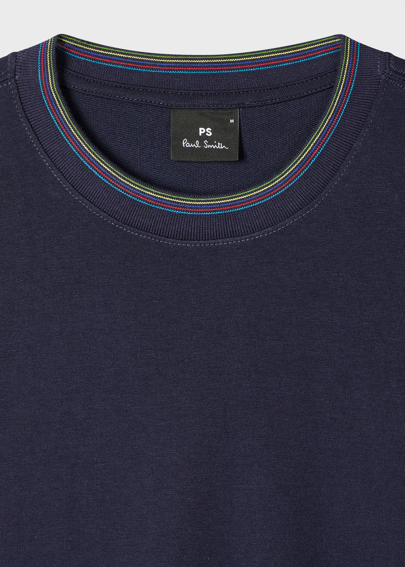 Paul Smith Navy Cotton-Blend T-Shirt with 'Sports Stripe' Tipping outlook