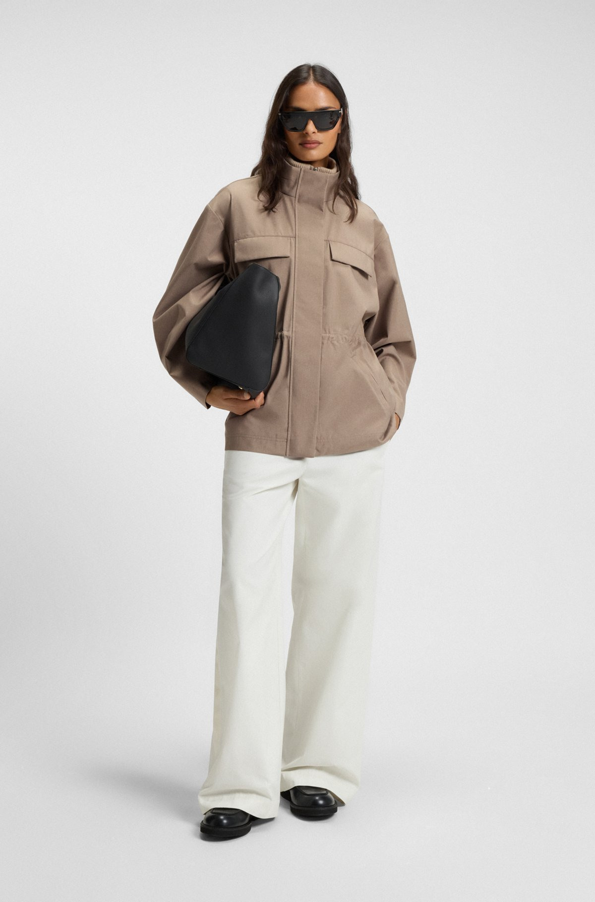 WATER-REPELLENT JACKET WITH GATHERED WAIST - 3