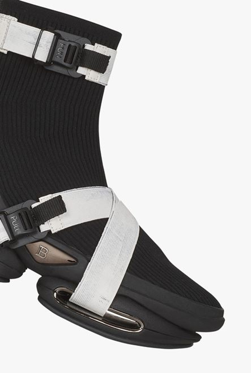 Black and white knit B-Bold high-top sneakers with straps 6
