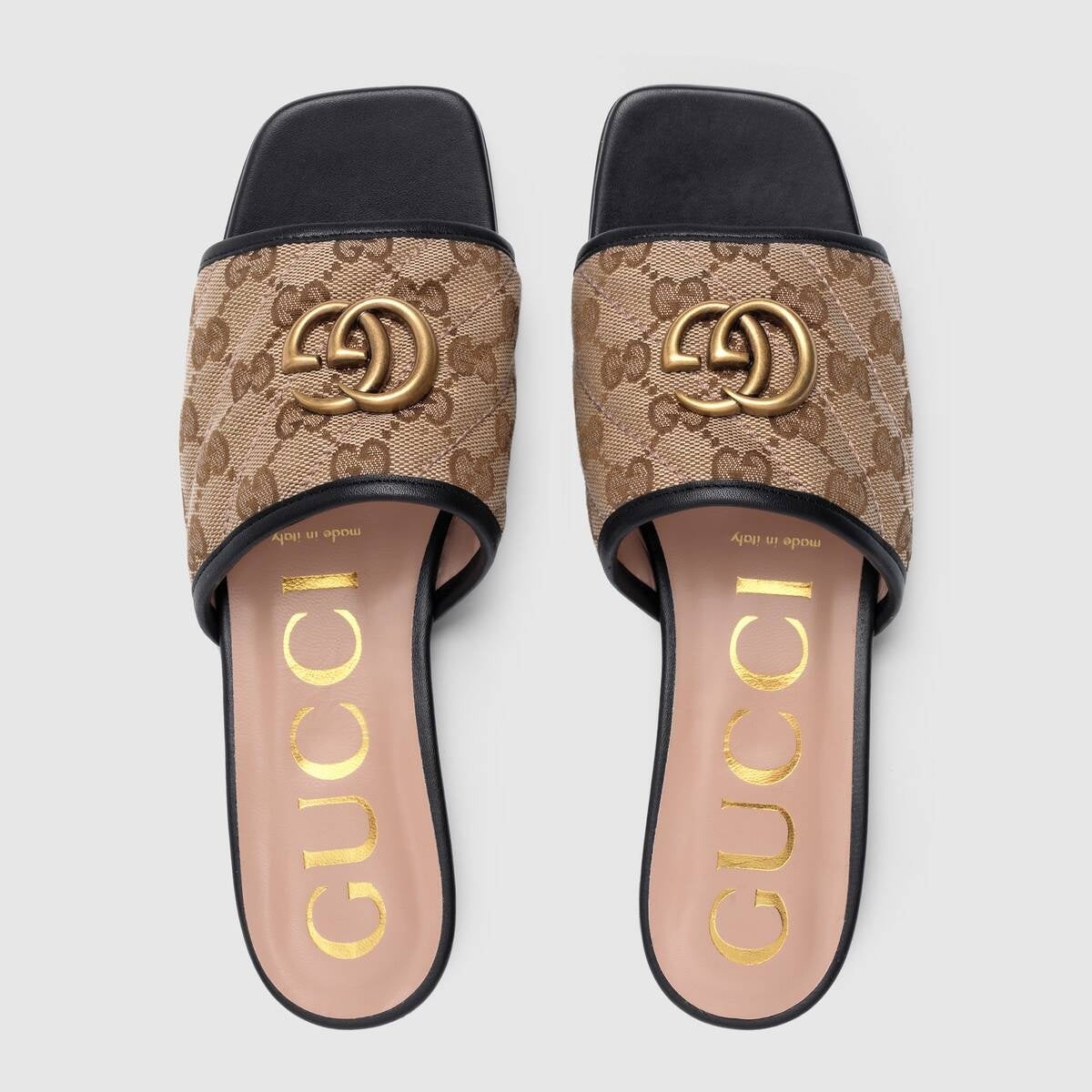 Gucci GG Matelasse Canvas Slide Sandals - 2