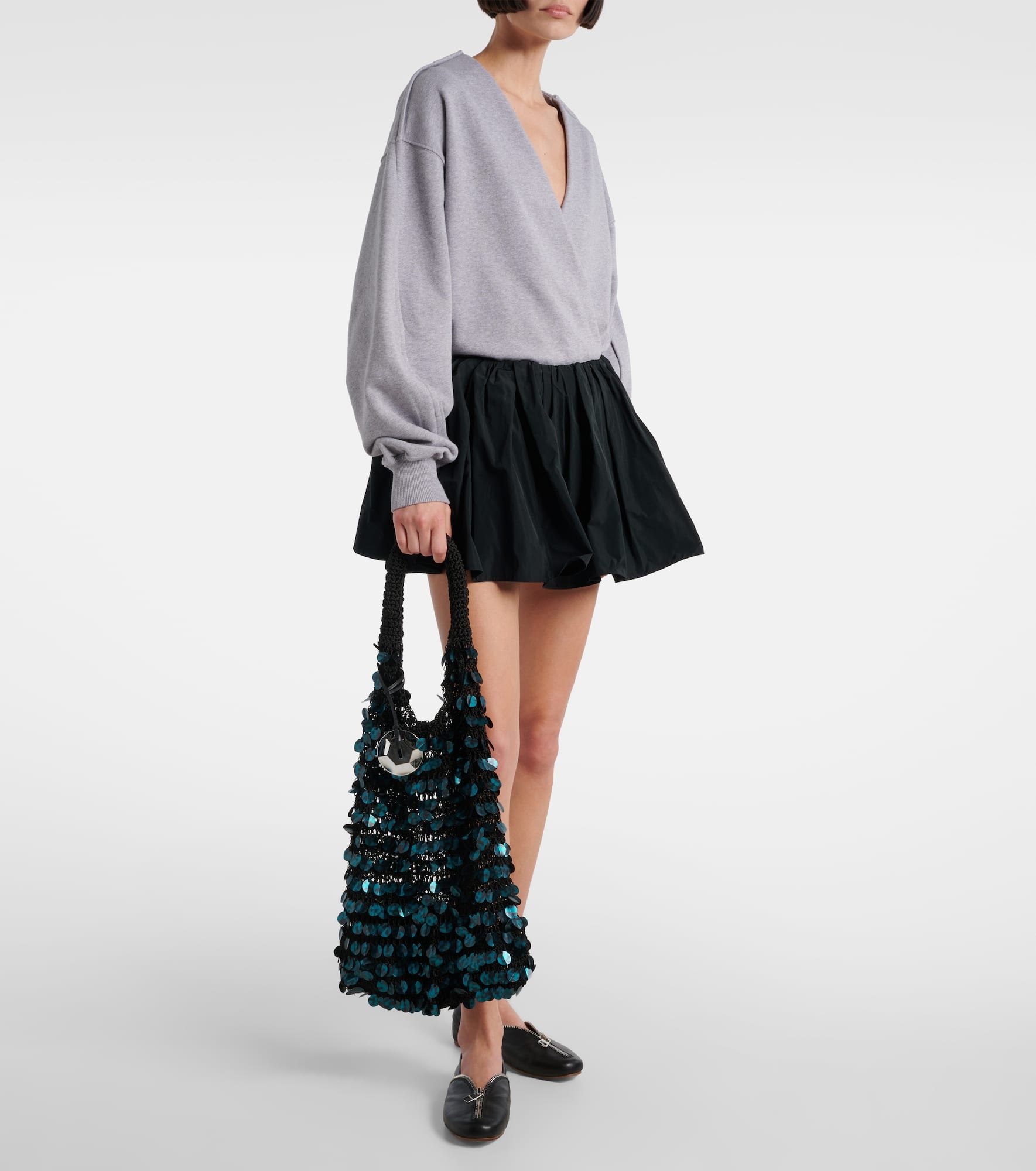 Sequined mesh tote bag - 5