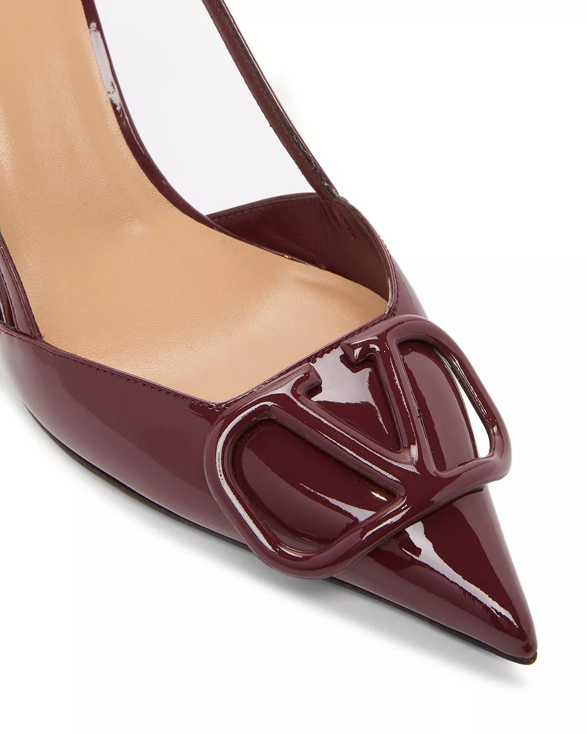 Women's VLogo Patent Leather Pointed Slingback Pumps - 6