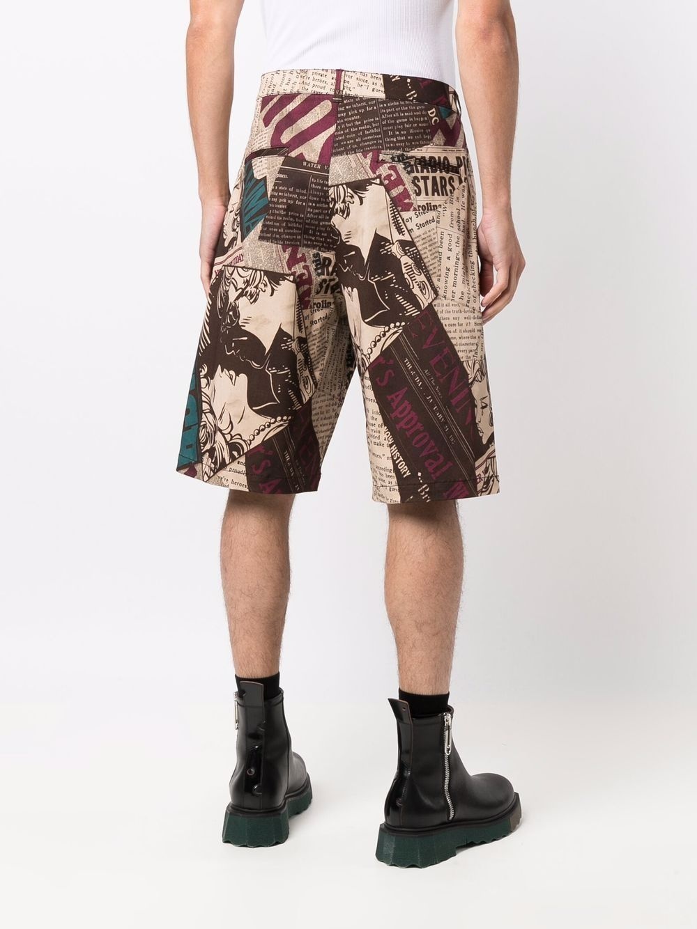 newspaper-print gabardine bermuda shorts - 4