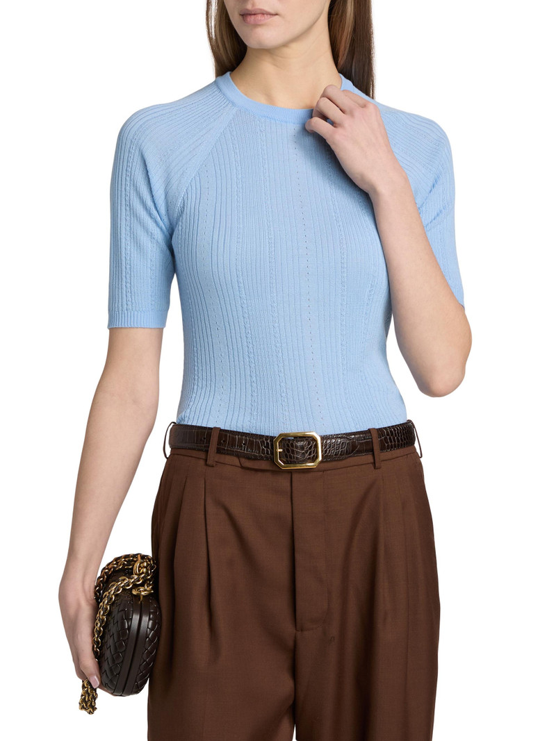Women's Brielle Merino Wool Short-Sleeve Sweater - Blue Jay 3