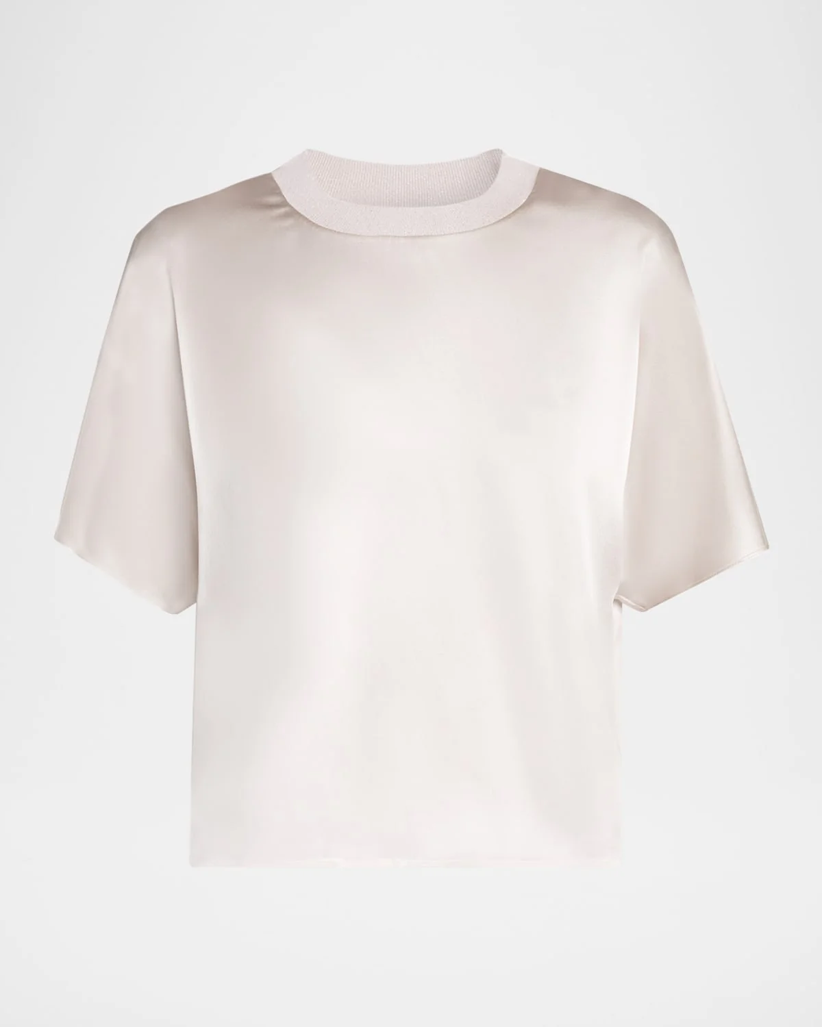 Shiny Rib-Trim Crewneck T-Shirt - 1