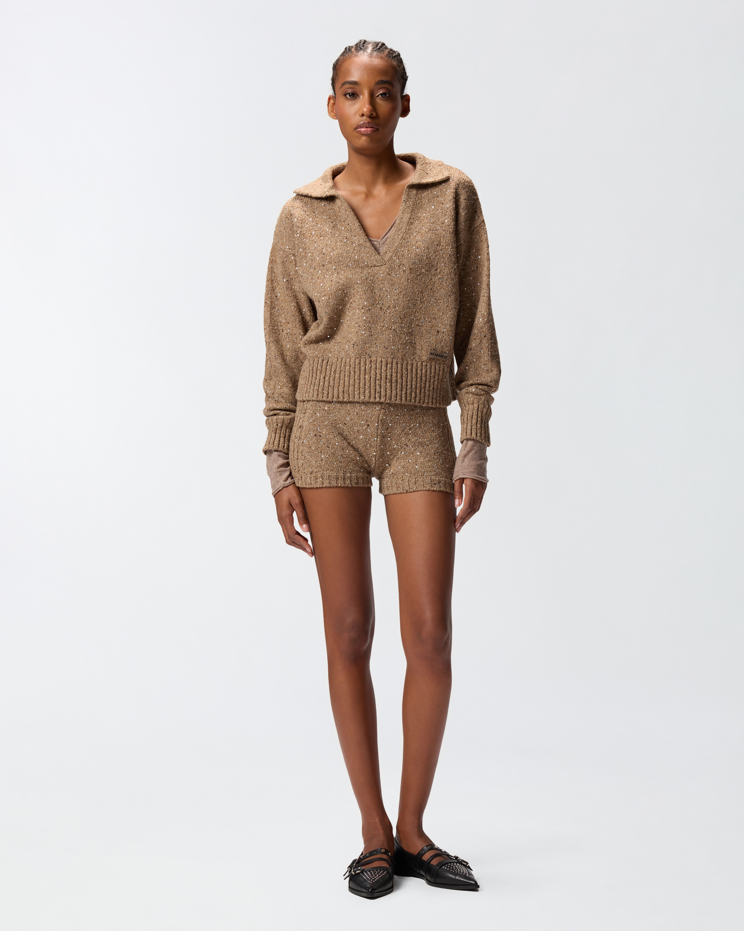 HIGH-WAISTED KNIT SHORTS - 2