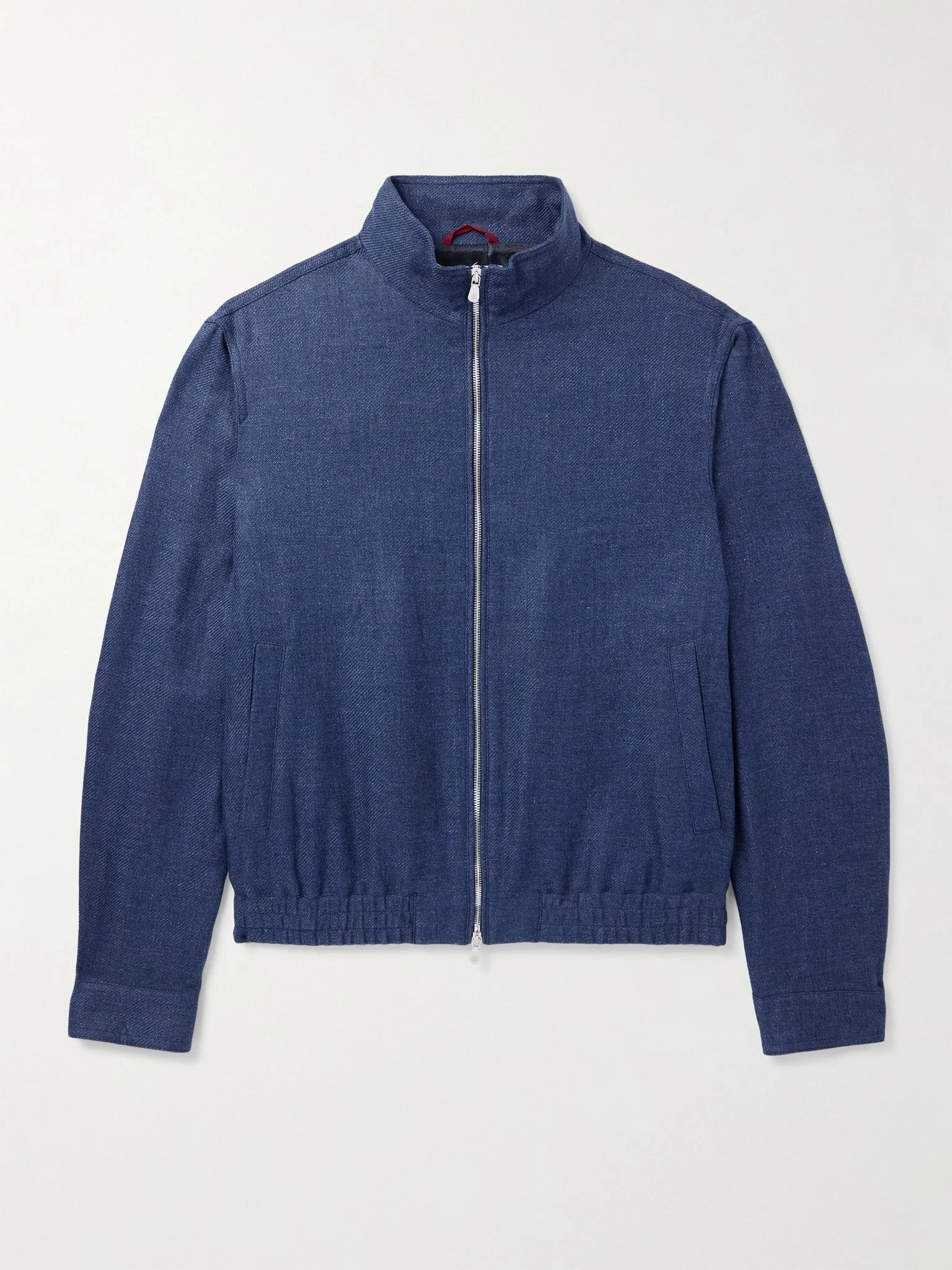 Linen, Wool and Silk-Blend Bomber Jacket Blue - 1